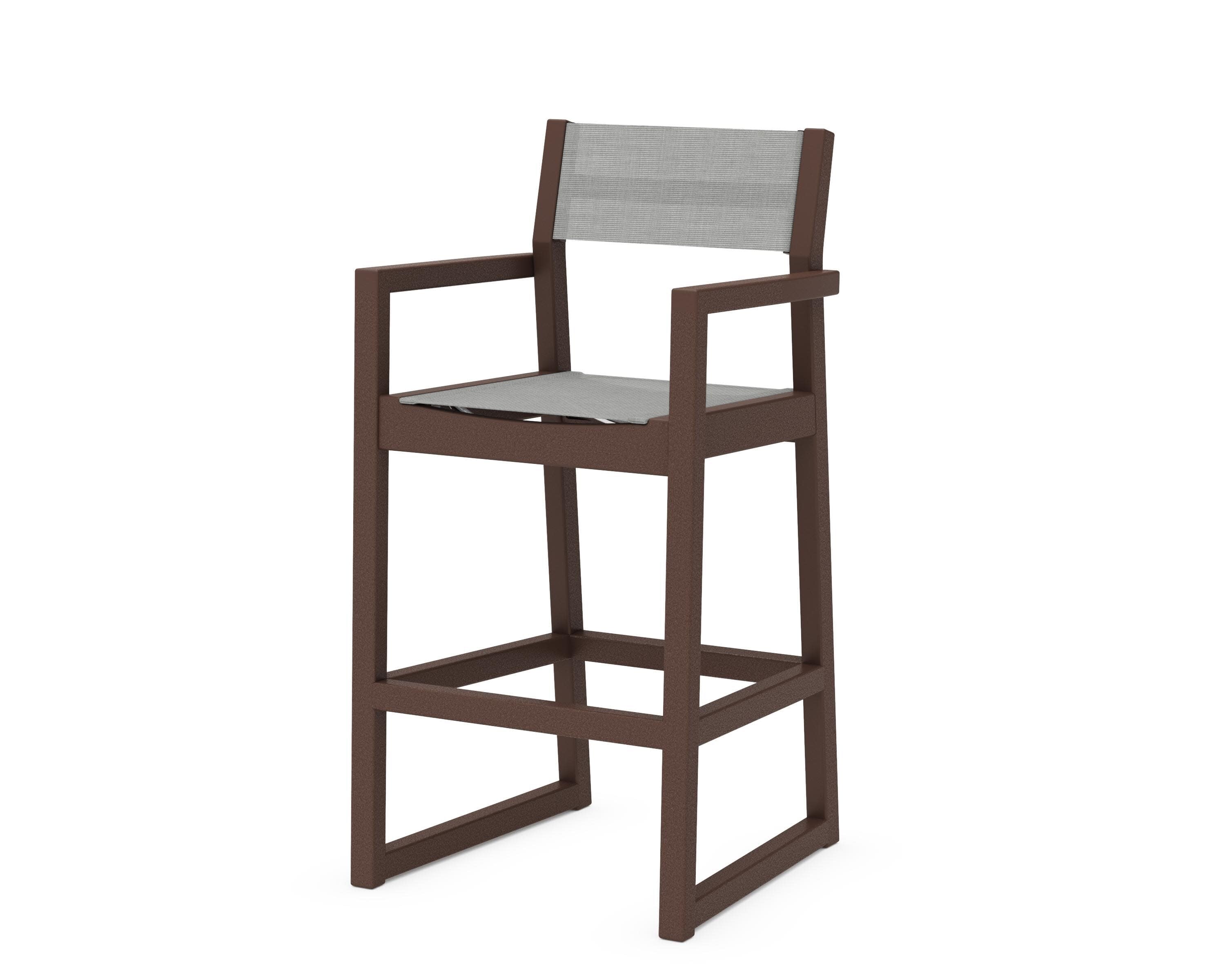 EDGE Sling Bar Arm Chair in Mahogany / Metallic Sling