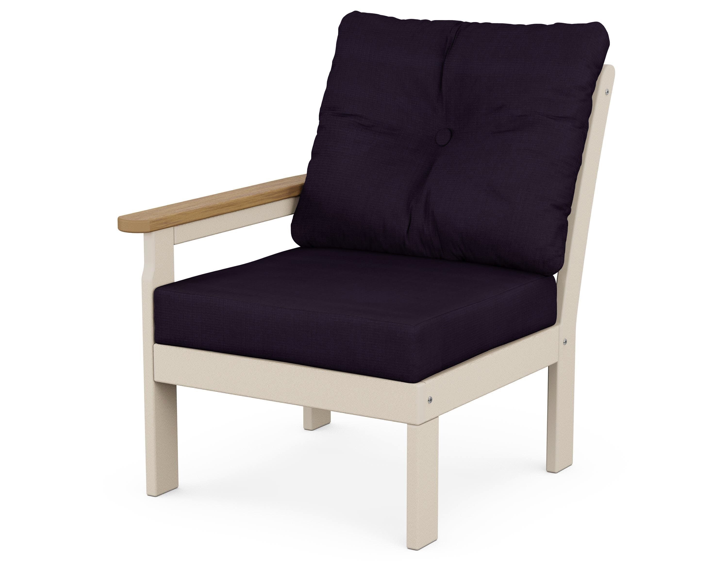 Vineyard Modular Left Arm Chair in Sand / Natural / Navy Linen