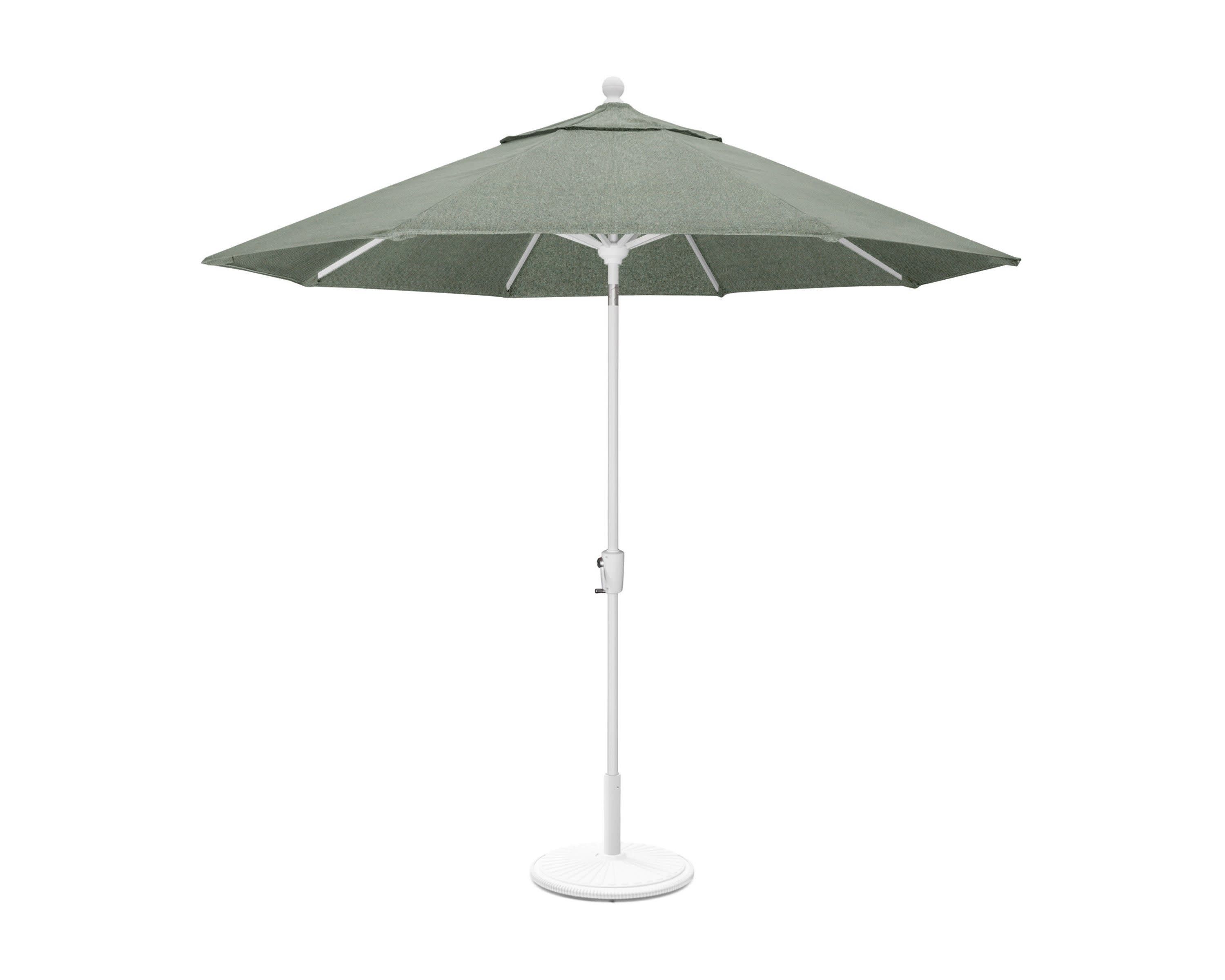 9' Tilt Market Umbrella & Base in White / Cast Sage