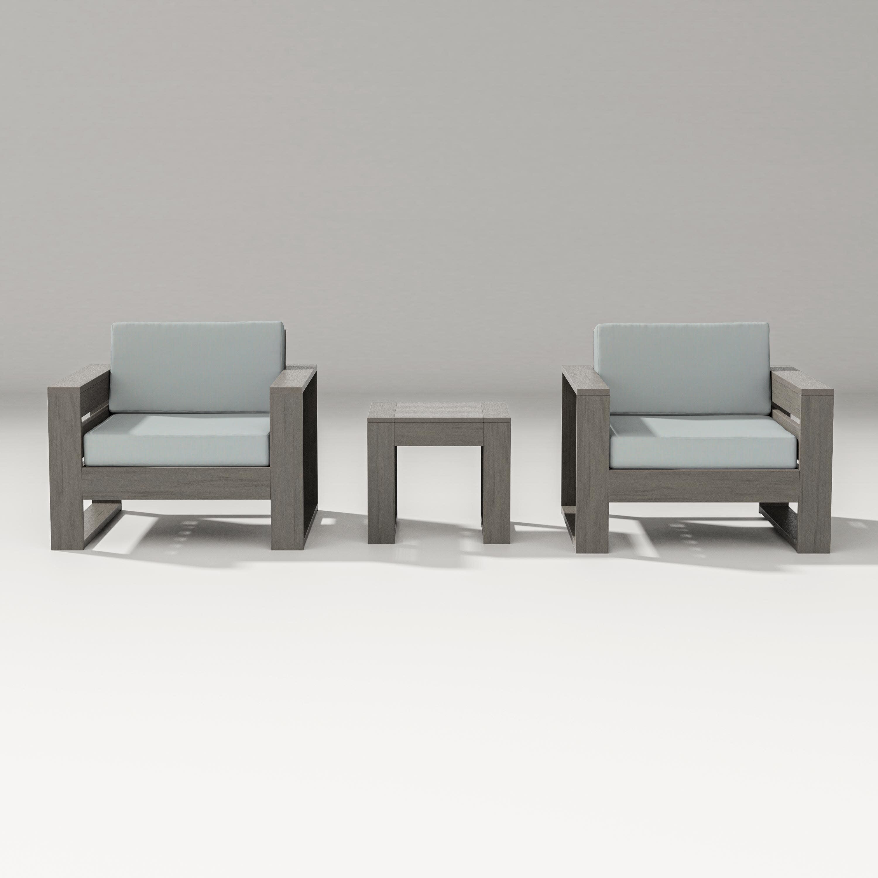 Latitude 3-Piece Lounge Chair Set in Driftwood / Spa