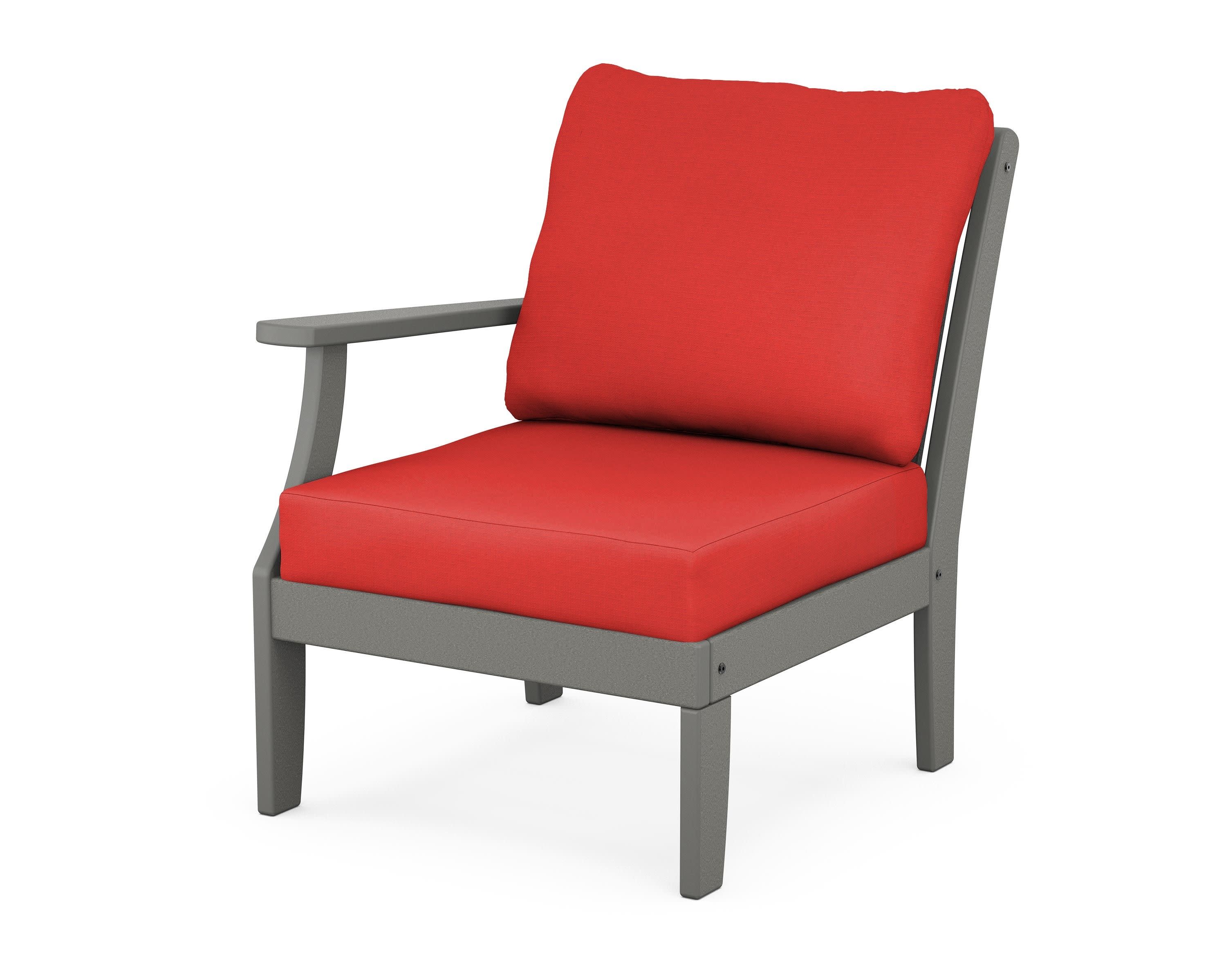 Braxton Modular Left Arm Chair in Slate Grey / Crimson Linen