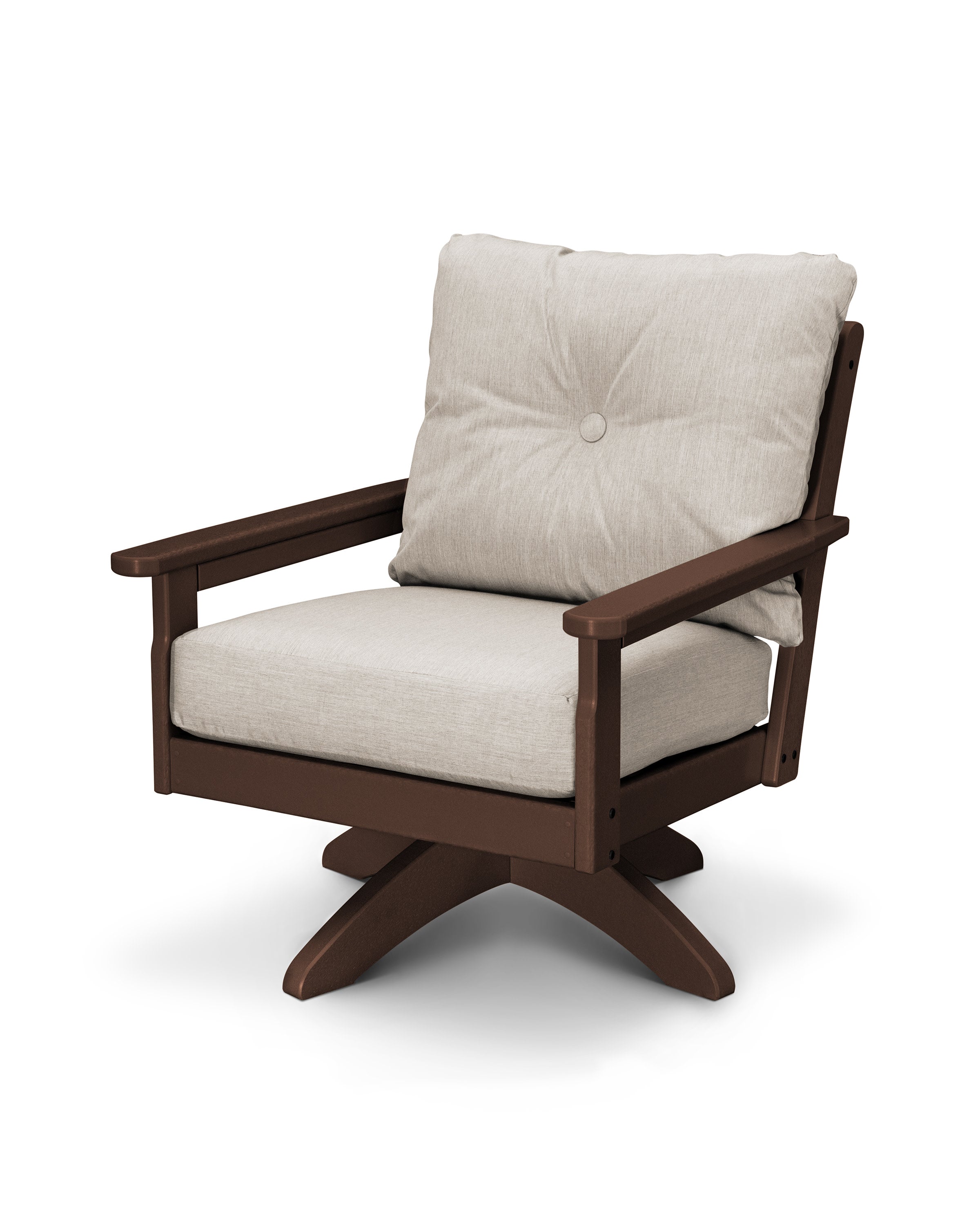 Vineyard Deep Seating Swivel Chair in Mahogany / Cast Ash