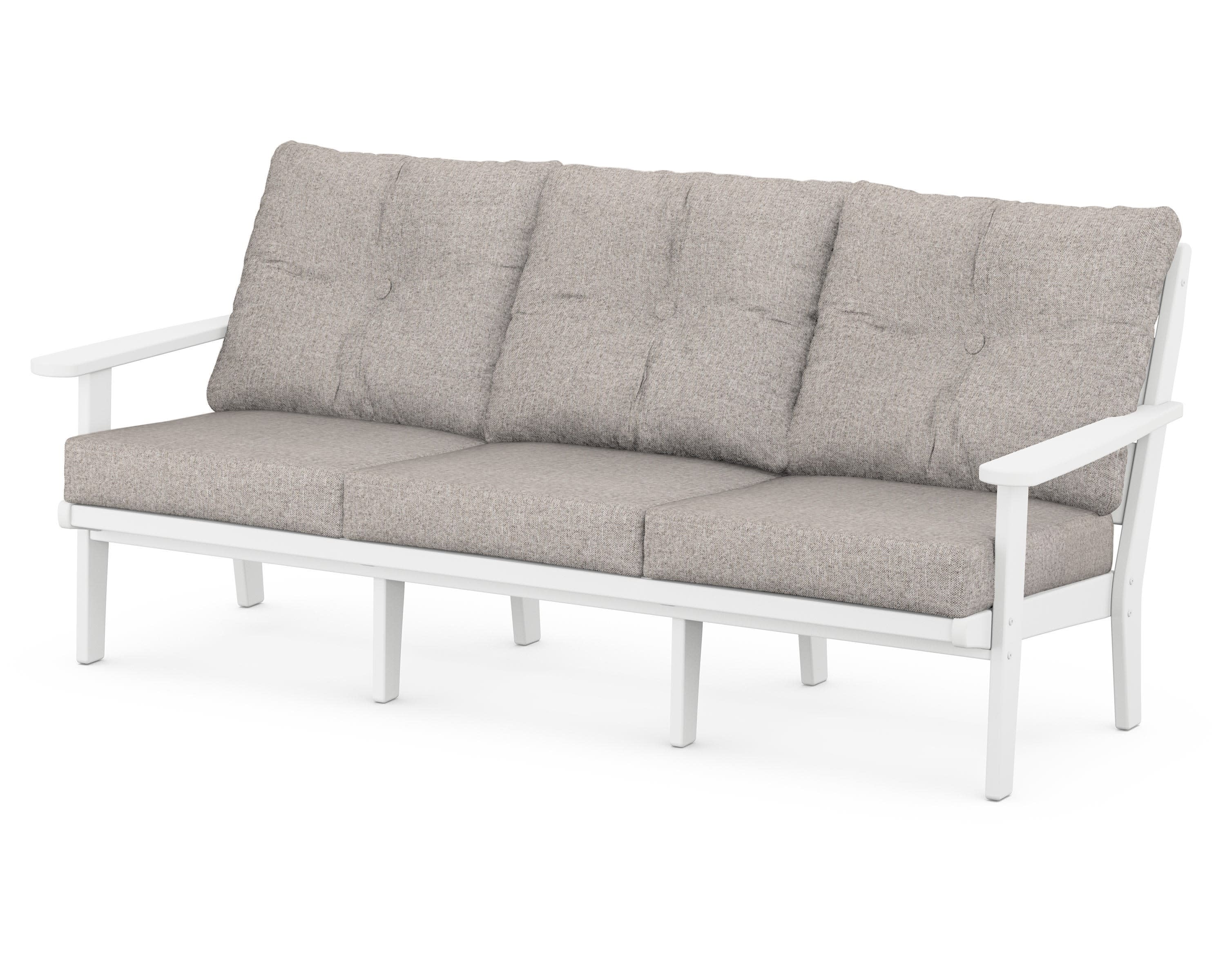 Lakeside Deep Seating Sofa in White / Weathered Tweed