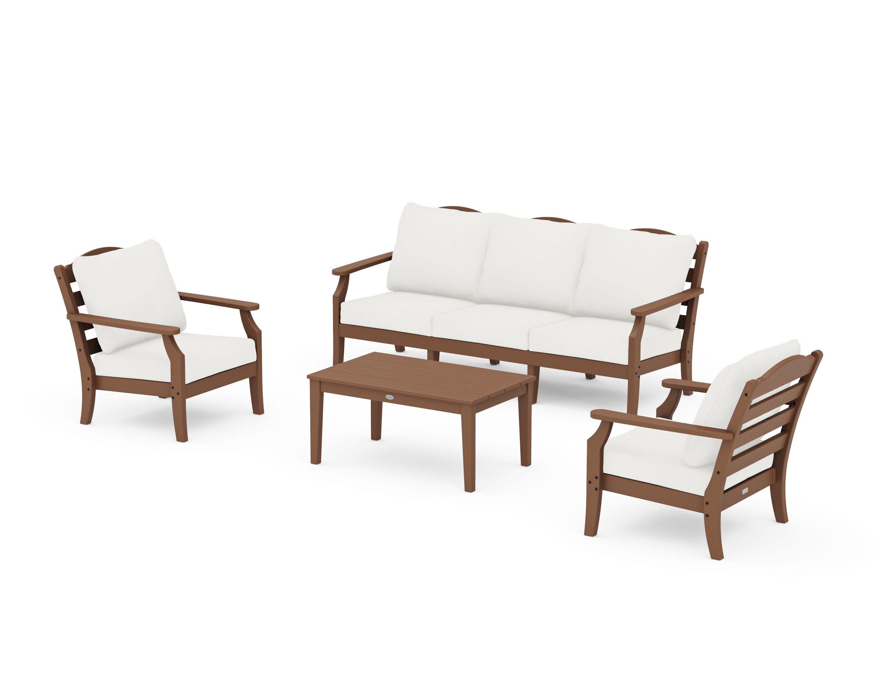 Savannah 4-Piece Deep Seating Set with Sofa in Teak / Natural Linen