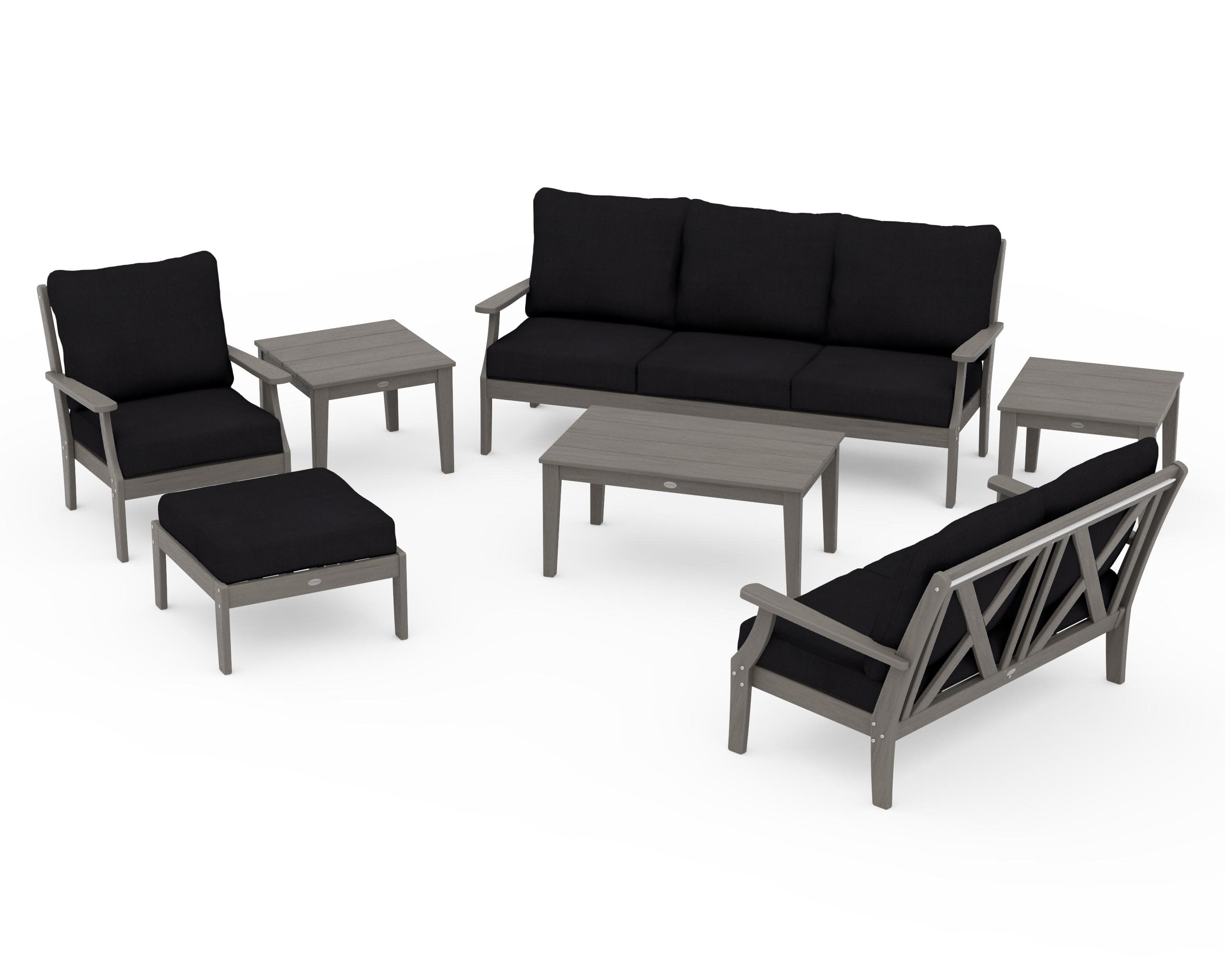 Braxton 7-Piece Deep Seating Set in Driftwood / Midnight Linen