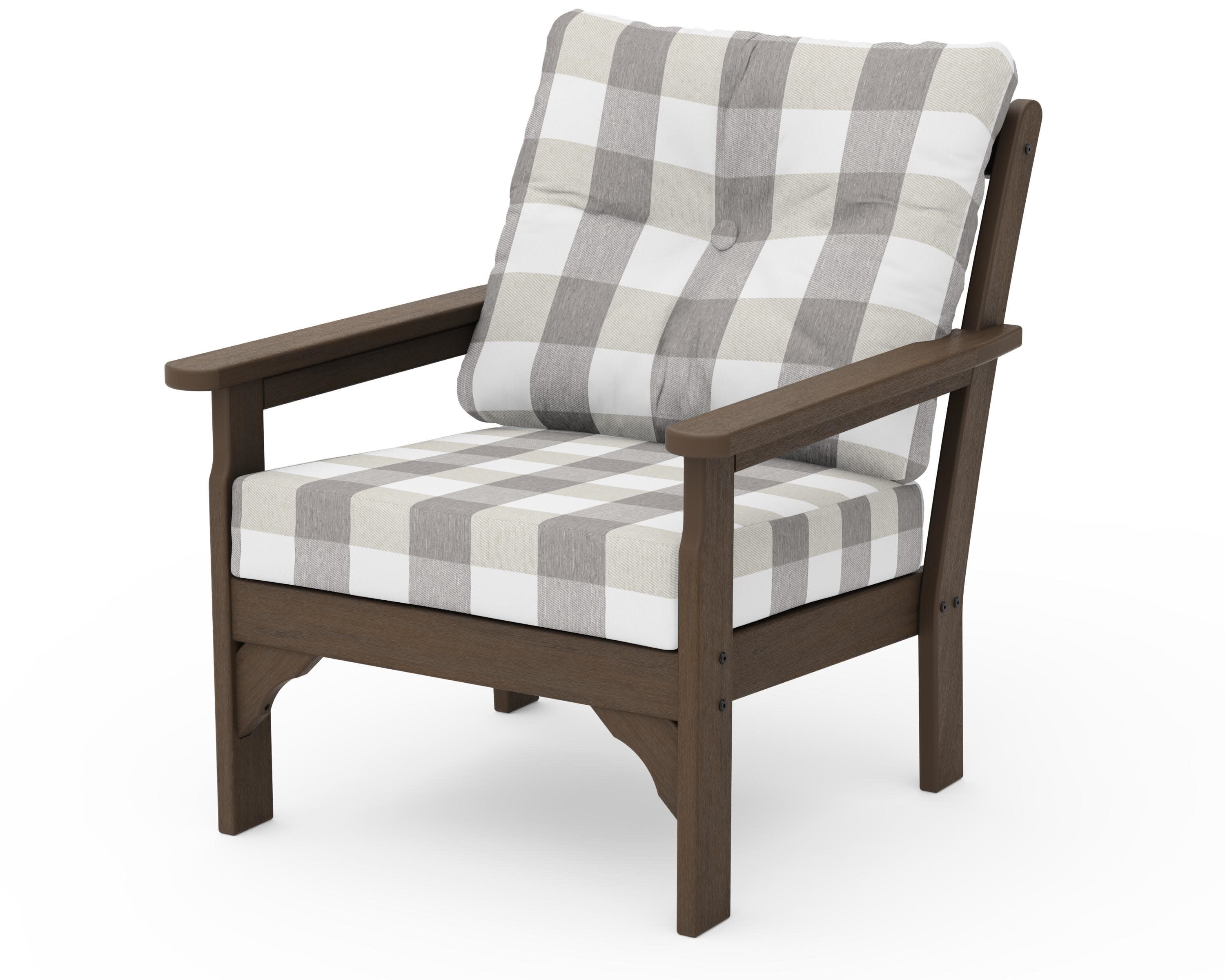 Vineyard Deep Seating Chair in Kona / Buffalo Plaid Grey Mist
