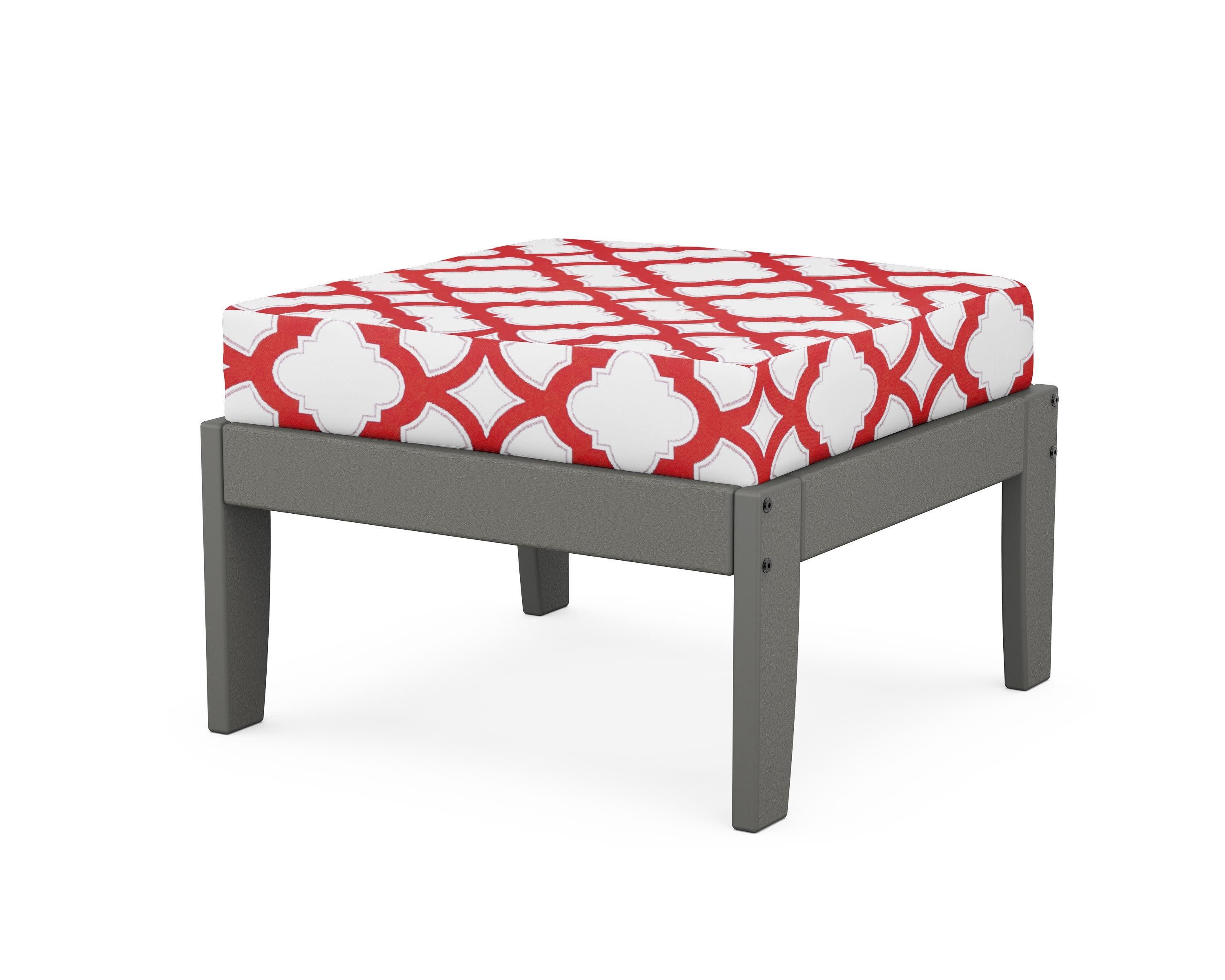 Modular Ottoman - Classic in Slate Grey / Trellis Crimson
