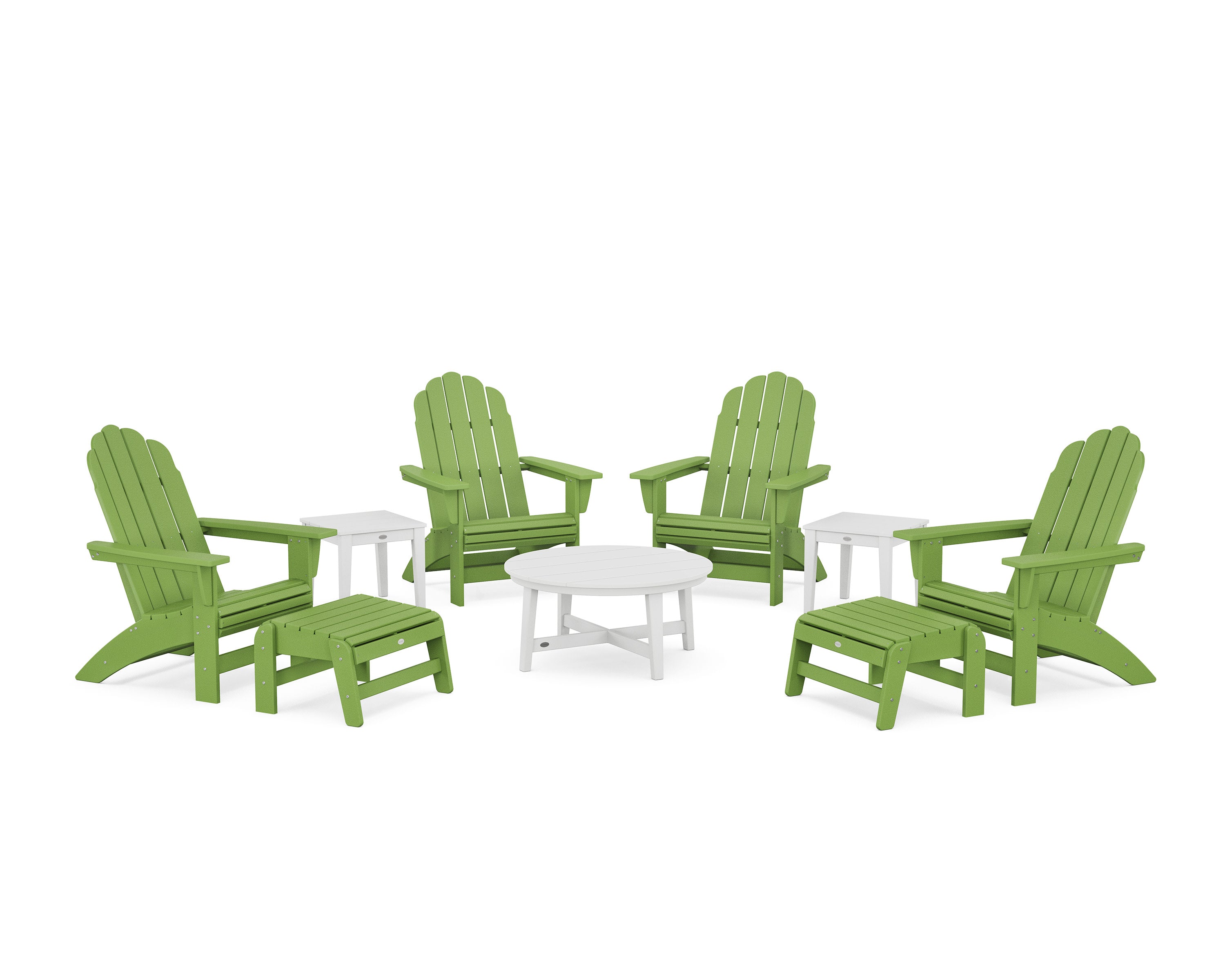 Vineyard Grand Adirondack 9-Piece Conversation Set in Lime / White