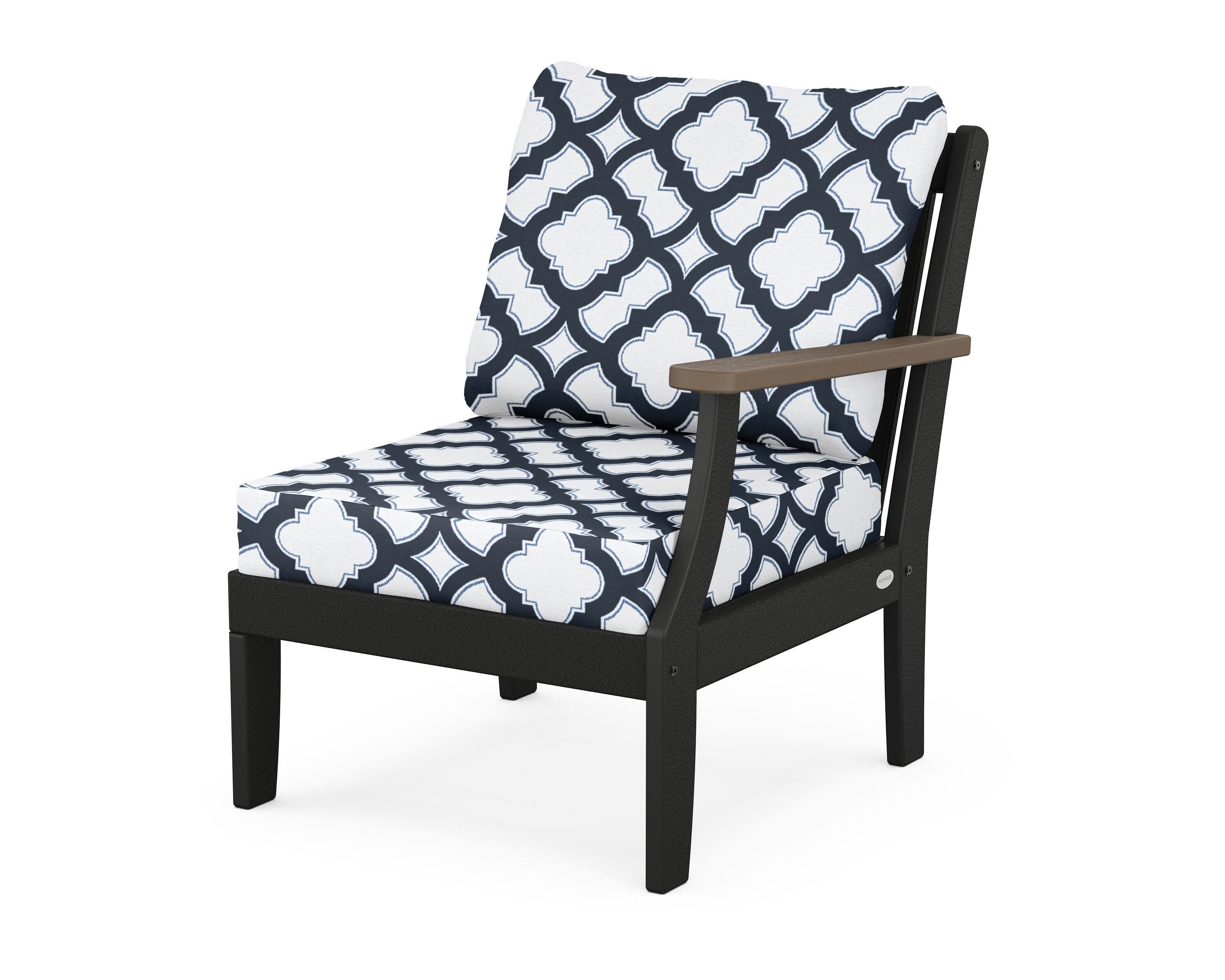 Braxton Modular Right Arm Chair in Black / Kona / Trellis Marine Indigo