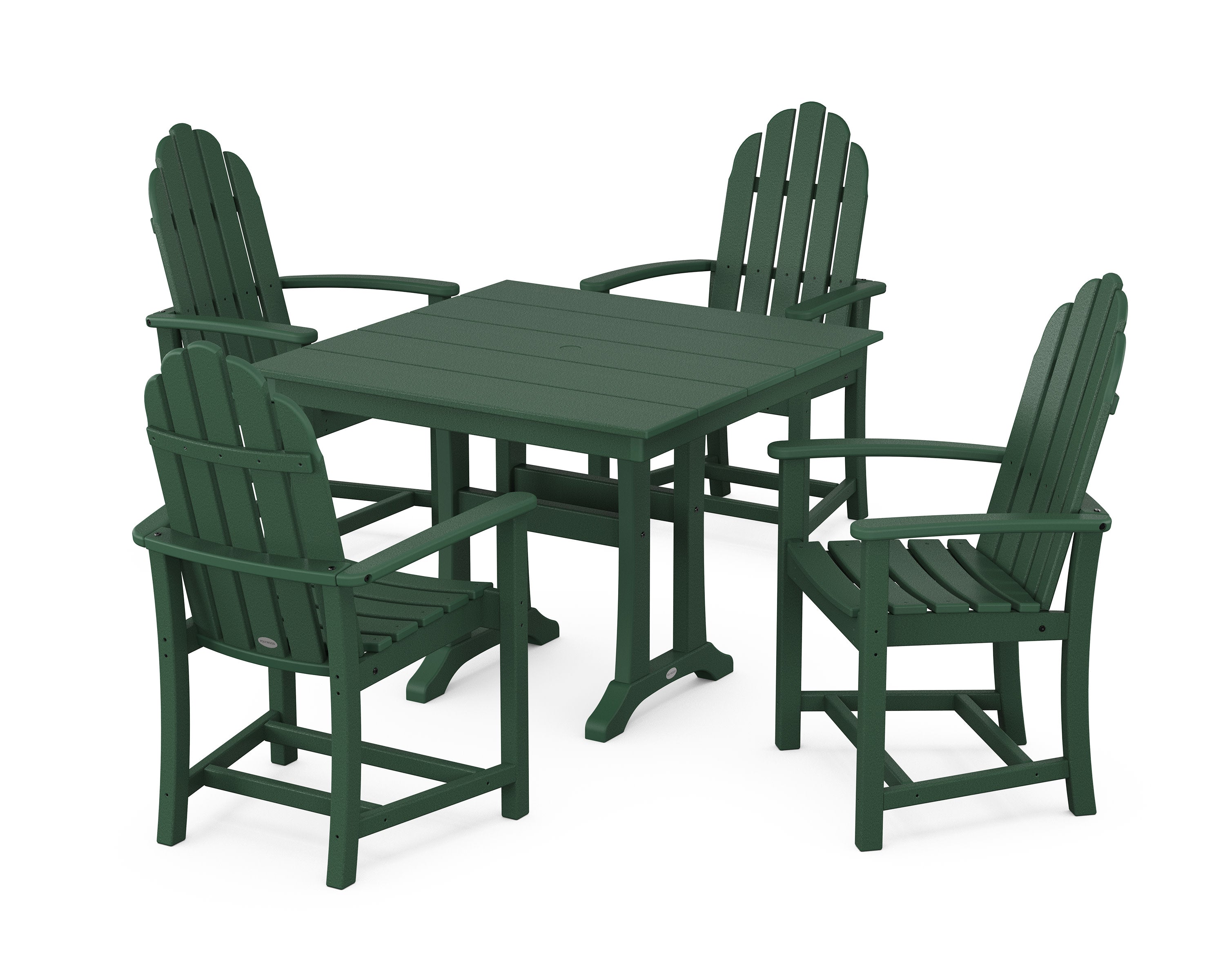 Classic Adirondack 5-Piece Farmhouse Dining Set With Trestle Legs in Green