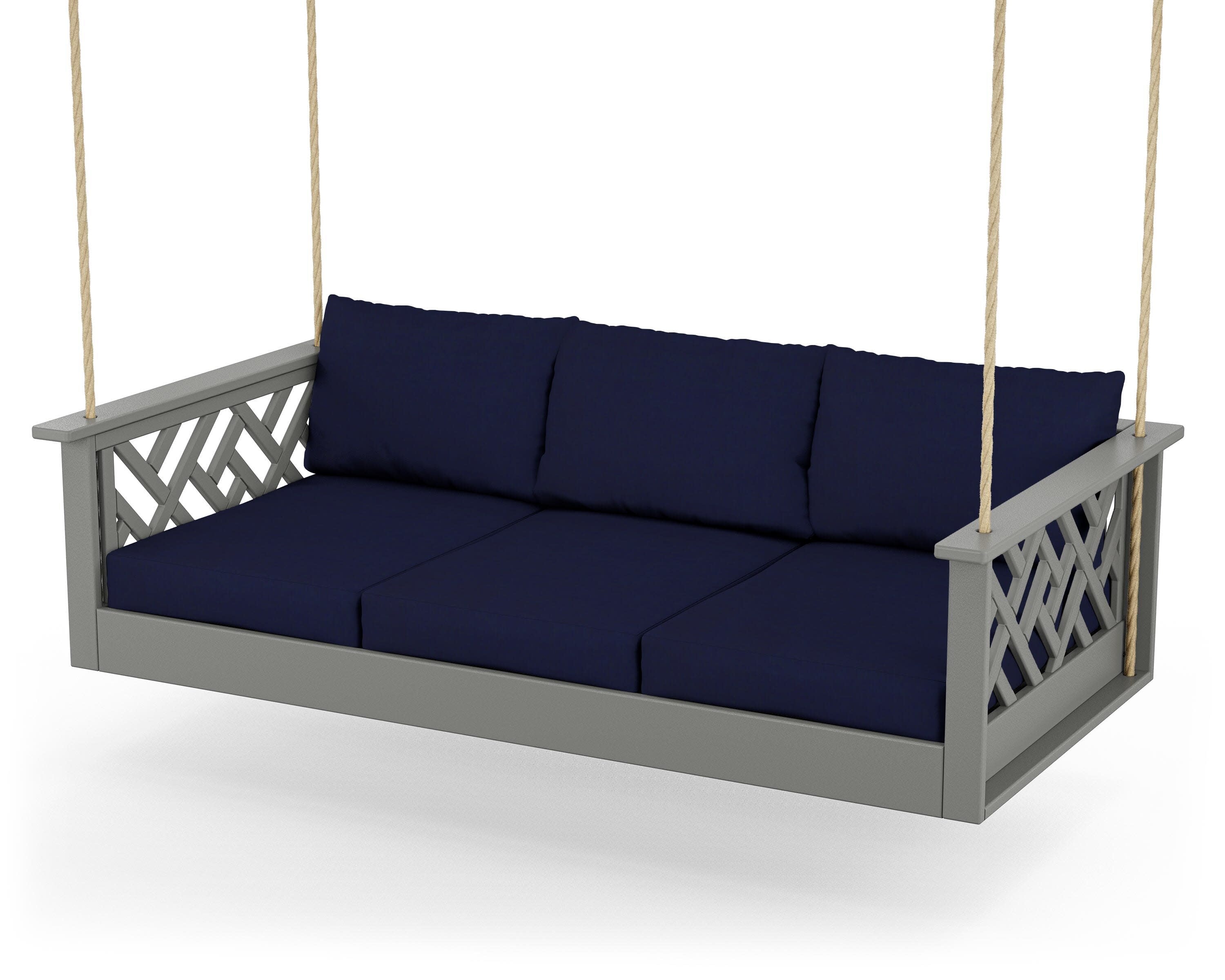 Chippendale Daybed Swing in Slate Grey / Navy