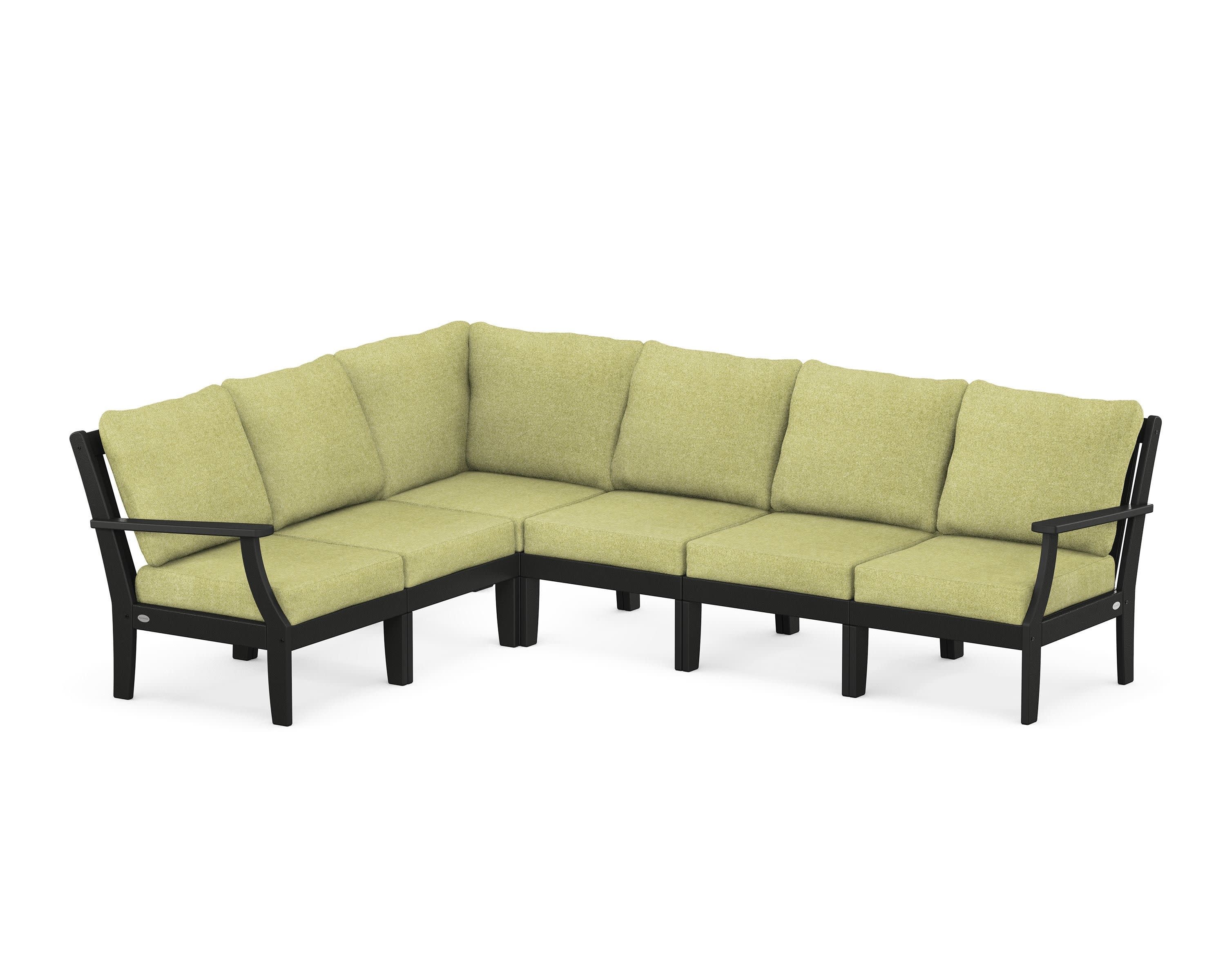 Braxton Modular 6-Piece Deep Seating Set in Black / Chartreuse Boucle