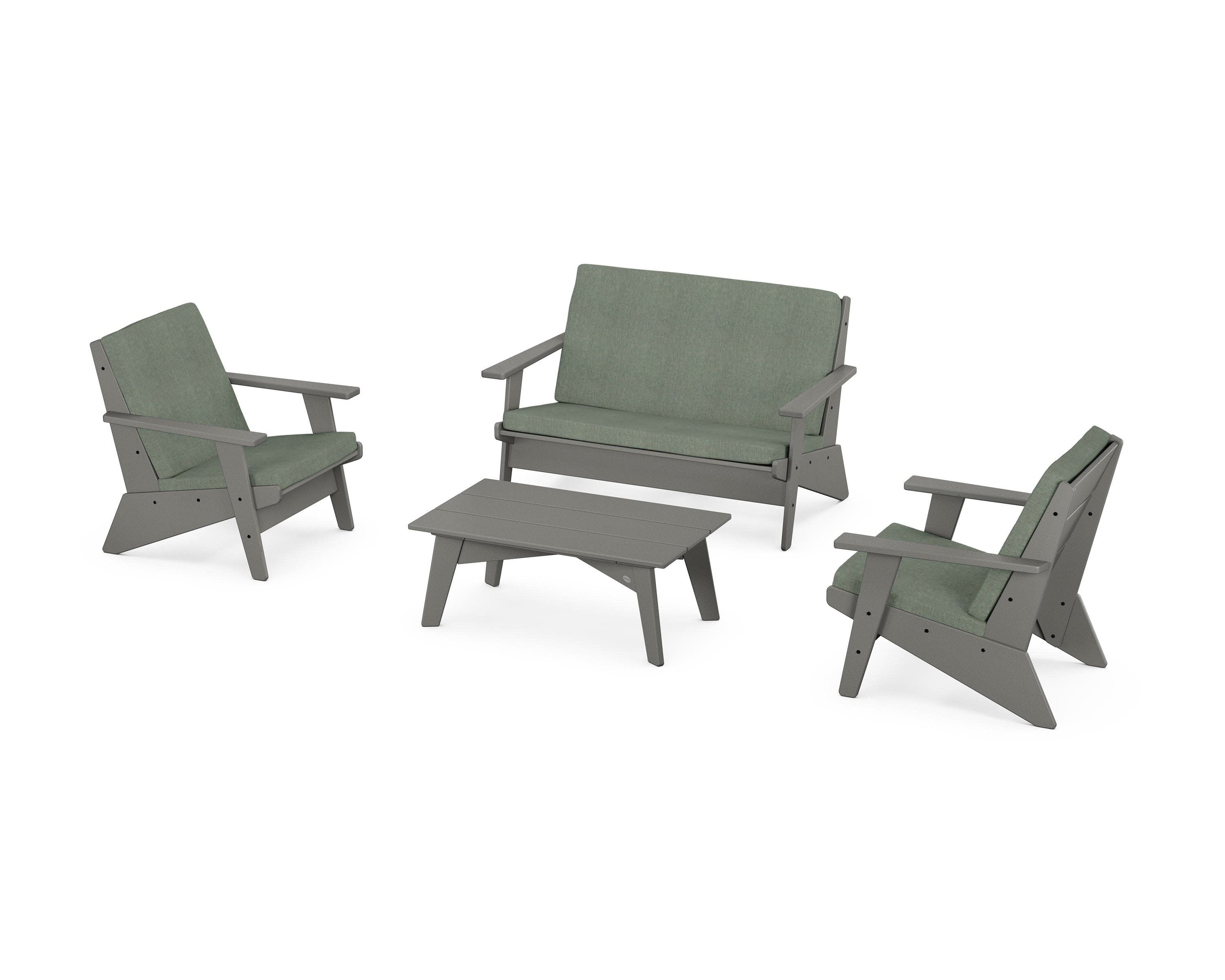 Riviera Modern Lounge 4-Piece Set in Slate Grey / Cast Sage