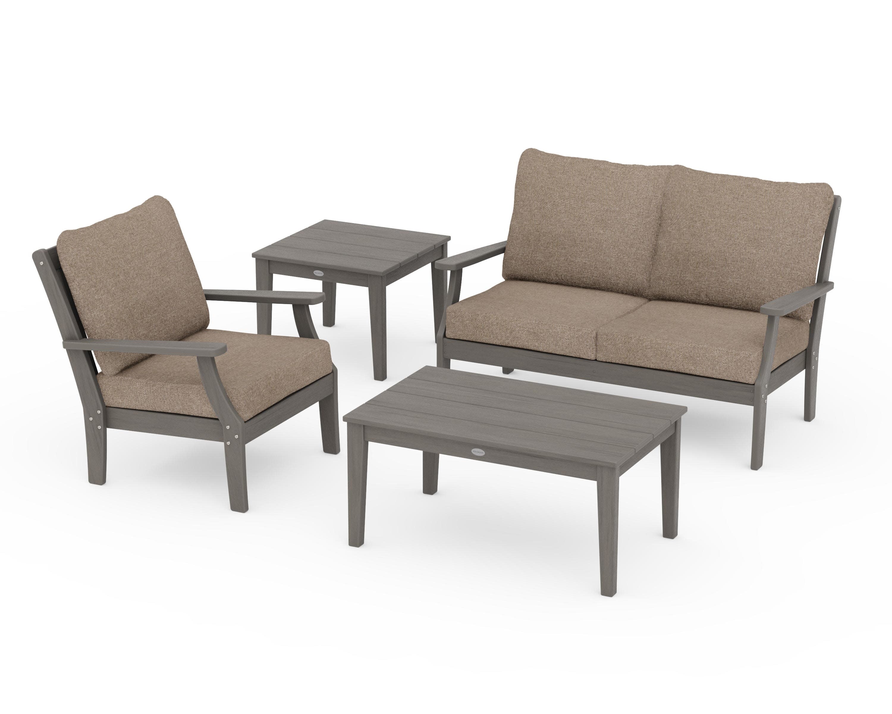Braxton 4-Piece Deep Seating Set in Driftwood / Spiced Burlap