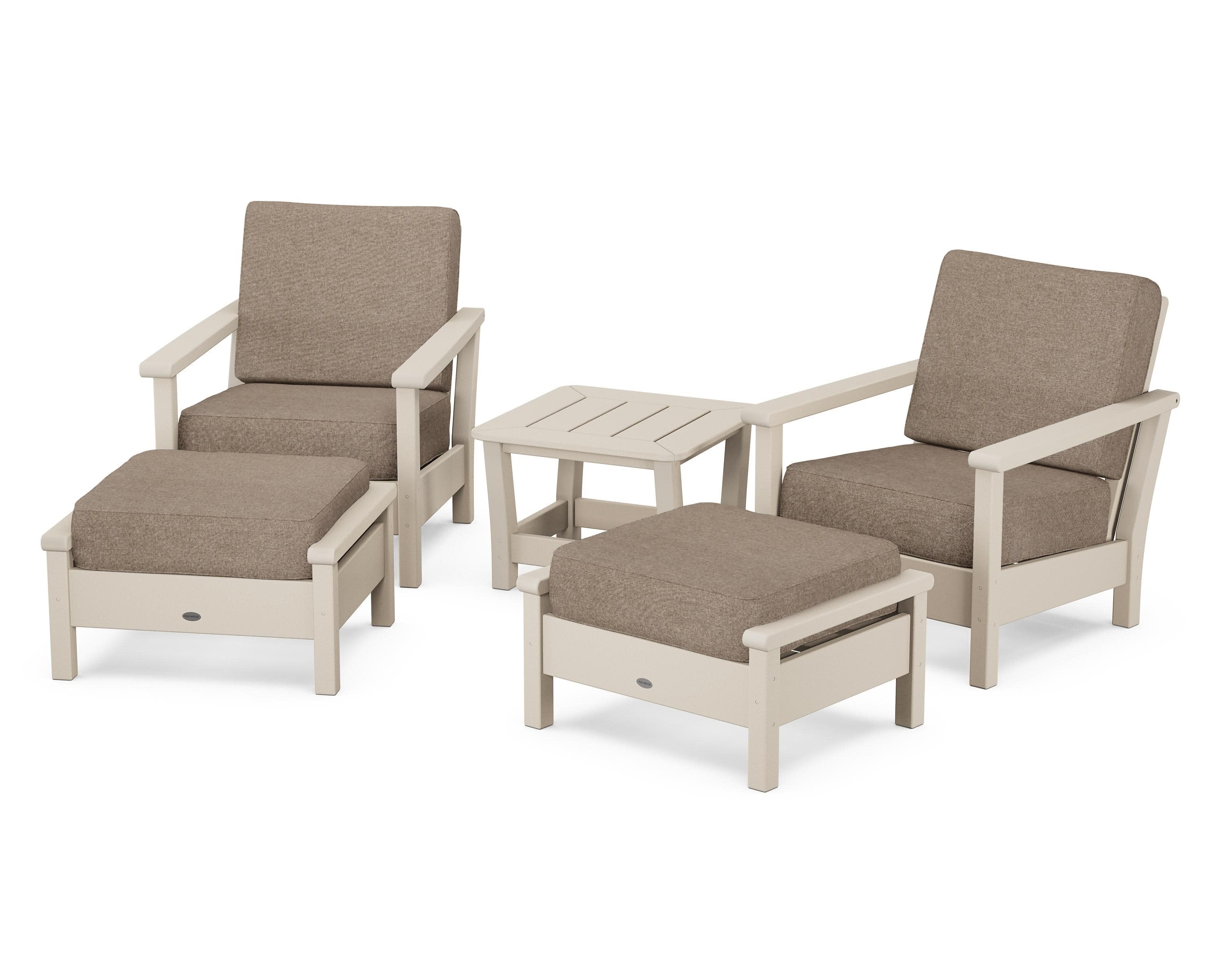 Harbour 5-Piece Deep Seating Chair Set in Sand / Spiced Burlap