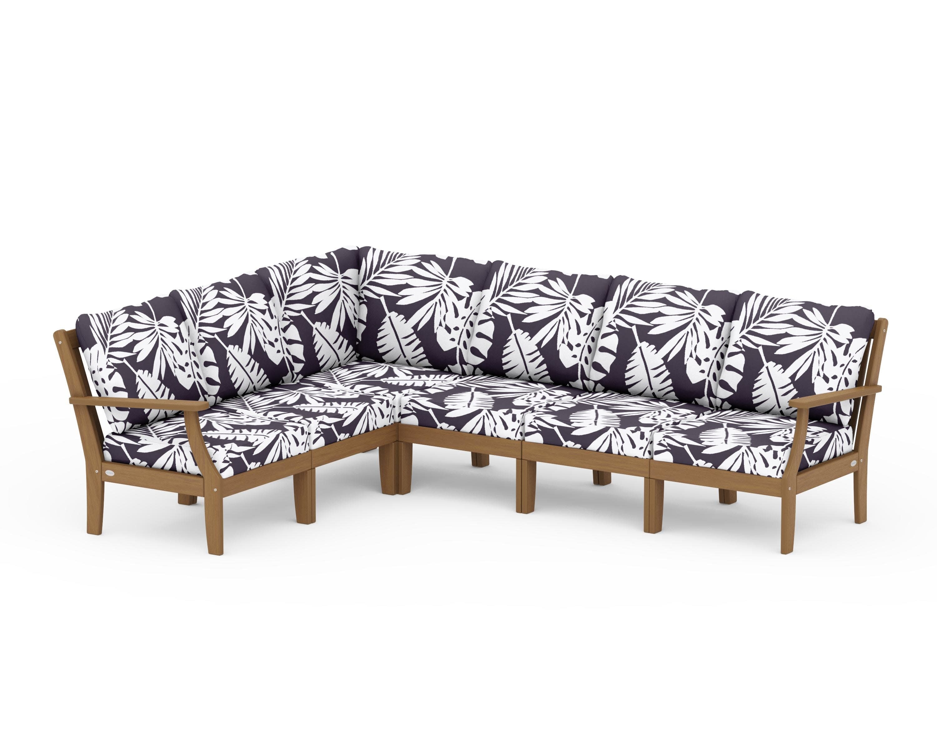 Braxton Modular 6-Piece Deep Seating Set in Natural / Leaf Navy