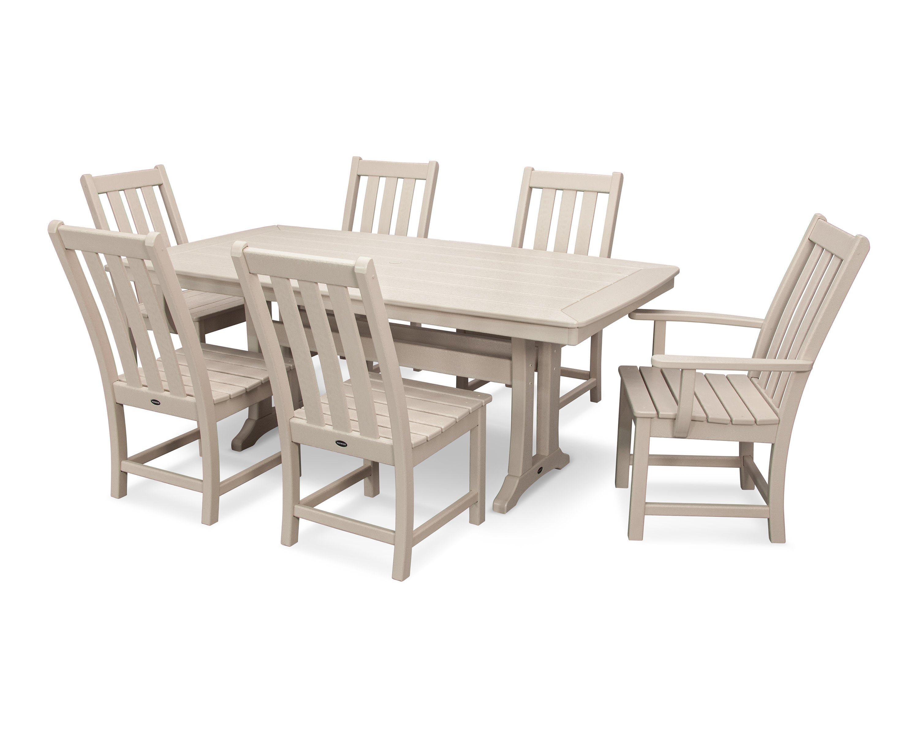 Vineyard 7-Piece Dining Set with Trestle Legs in Sand