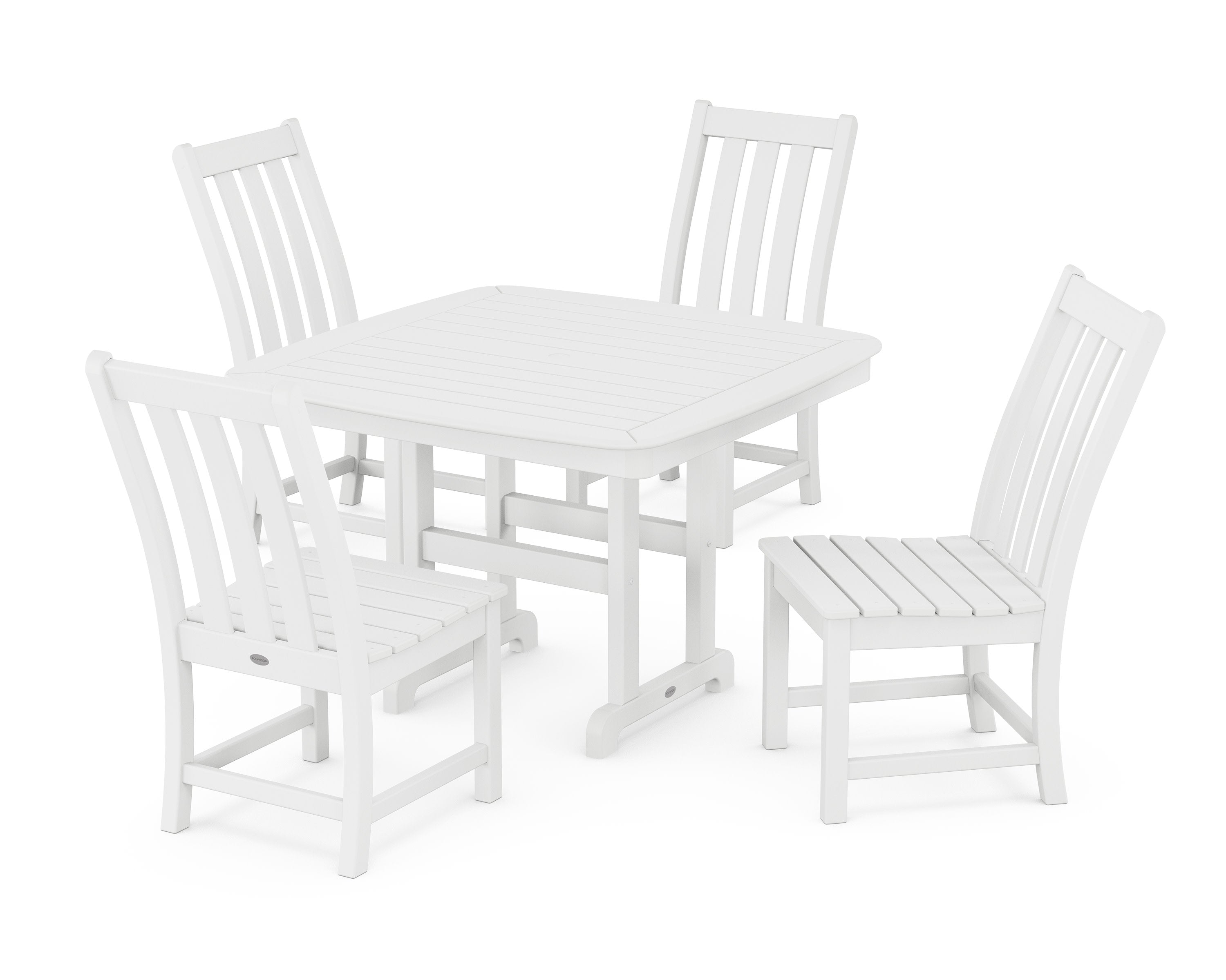 Vineyard Side Chair 5-Piece Dining Set with Trestle Legs in White