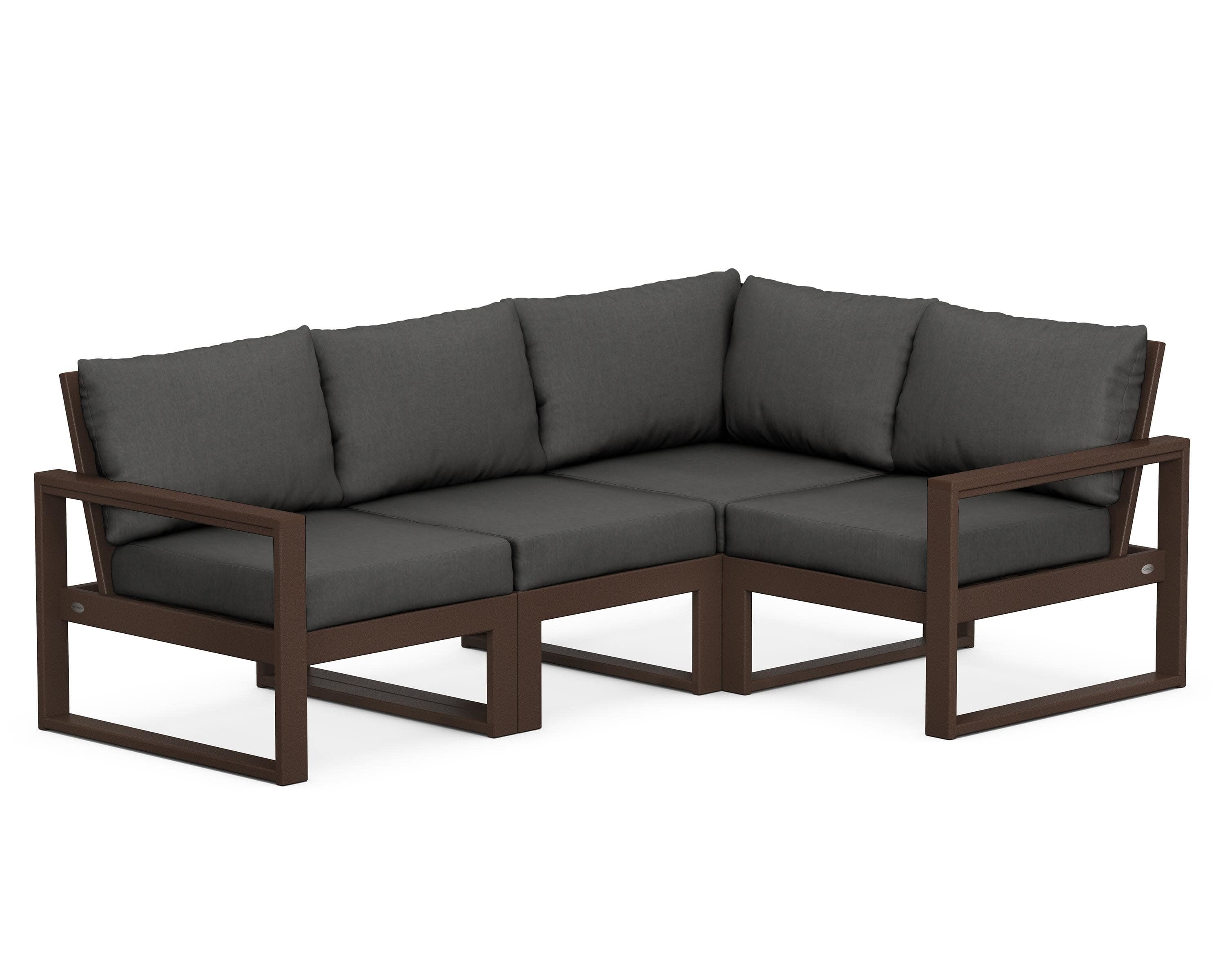 EDGE 4-Piece Modular Deep Seating Set in Mahogany / Spectrum Carbon