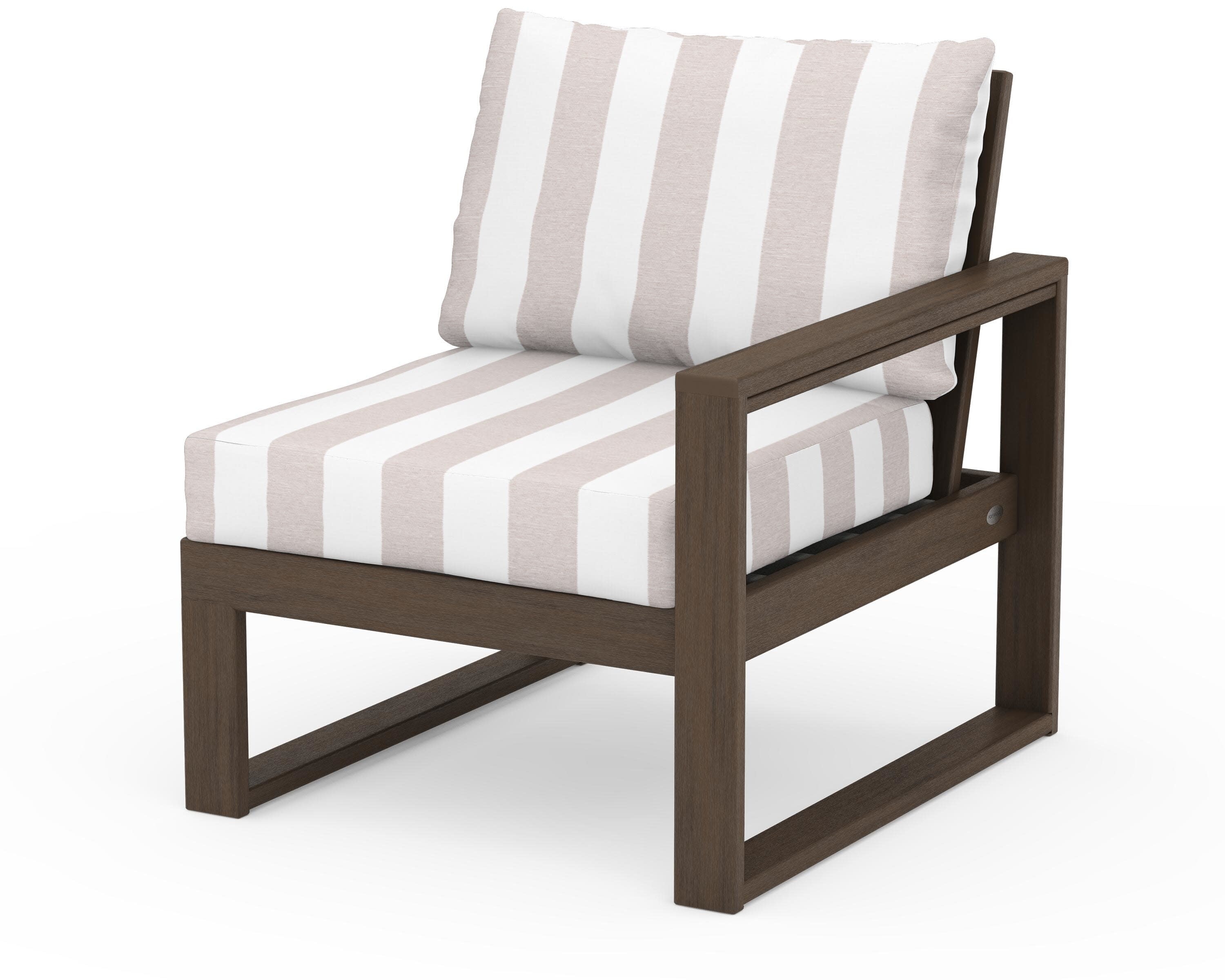 EDGE Modular Right Arm Chair in Kona / Cabana Stripe Dune Burlap