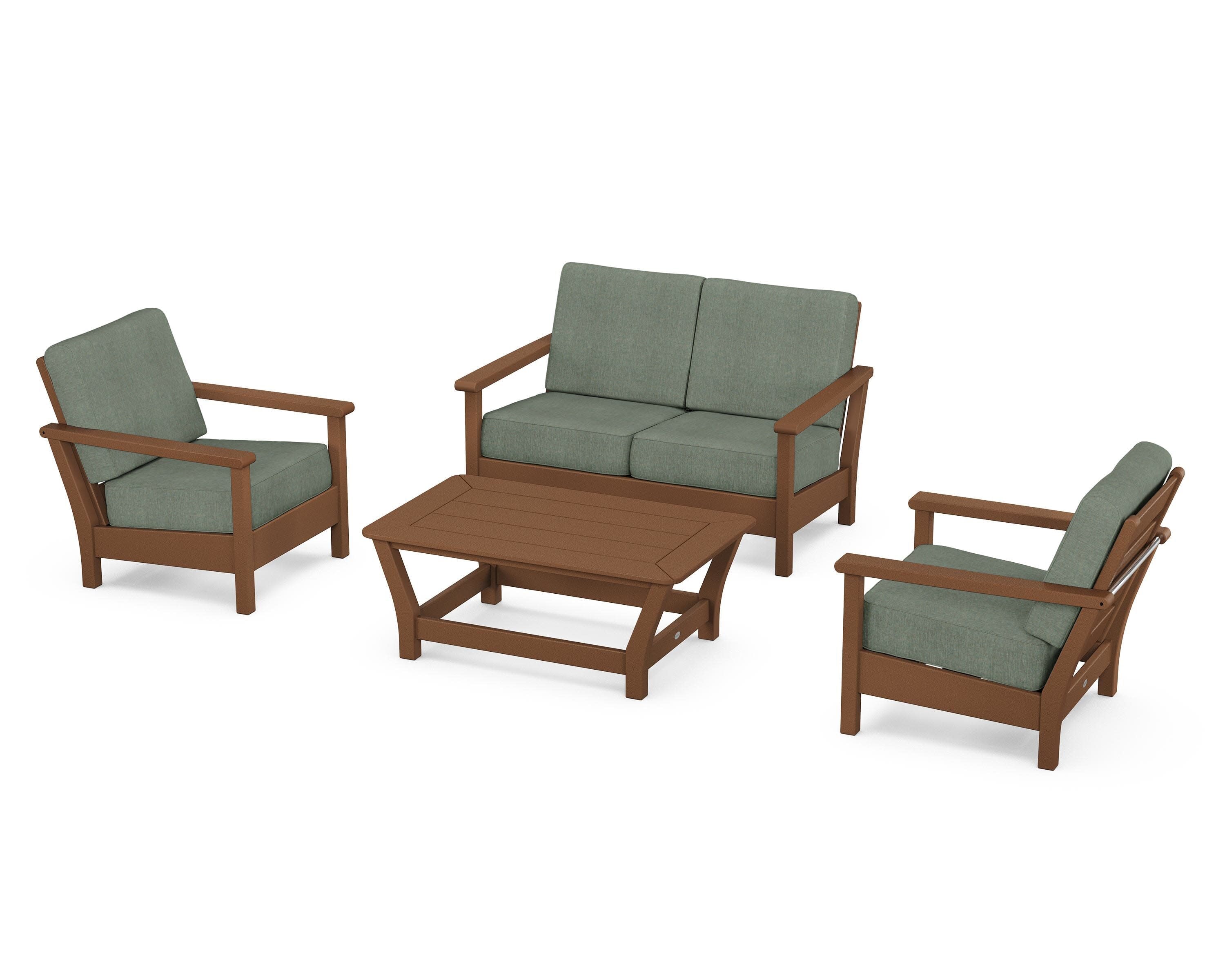 Harbour 4-Piece Deep Seating Set in Teak / Cast Sage