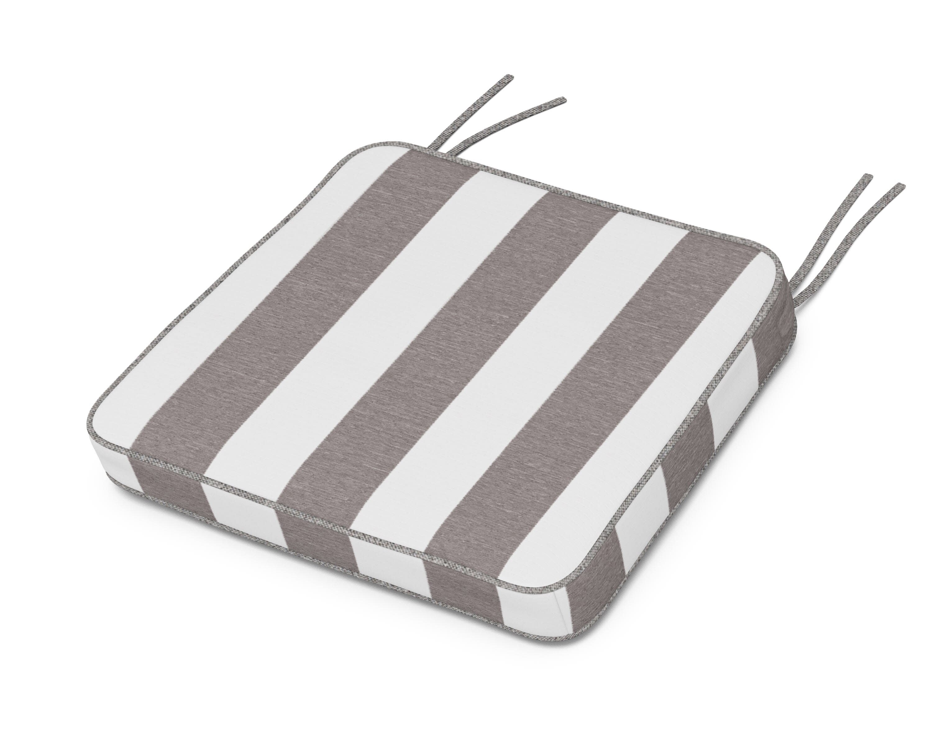 Chinoiserie Arm Chair Seat Cushion in Cabana Stripe Grey Mist
