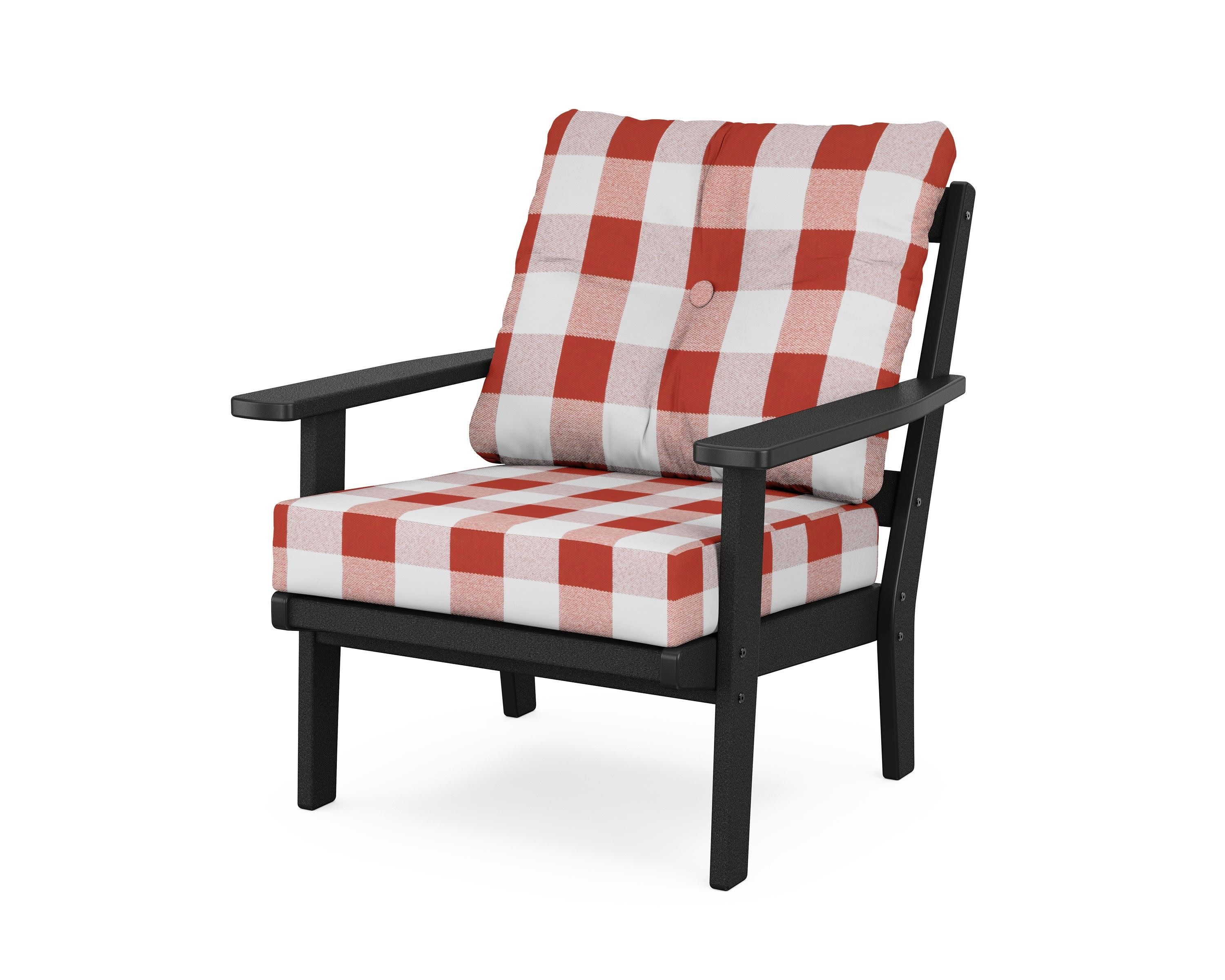 Oxford Deep Seating Chair in Black / Buffalo Plaid Crimson