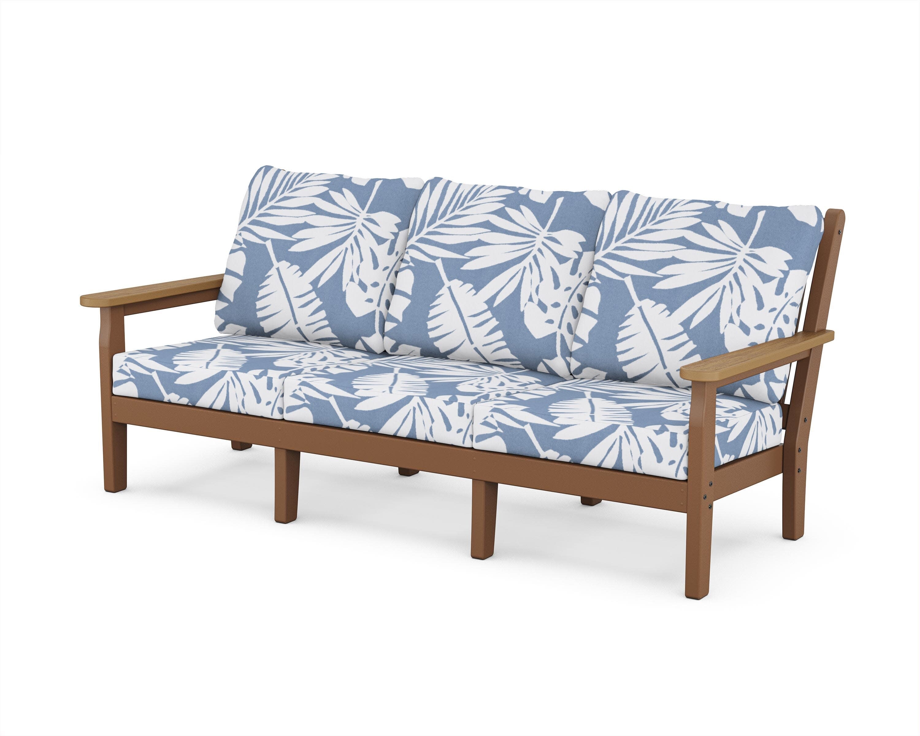 Chippendale Deep Seating Sofa in Teak / Natural / Leaf Sky Blue