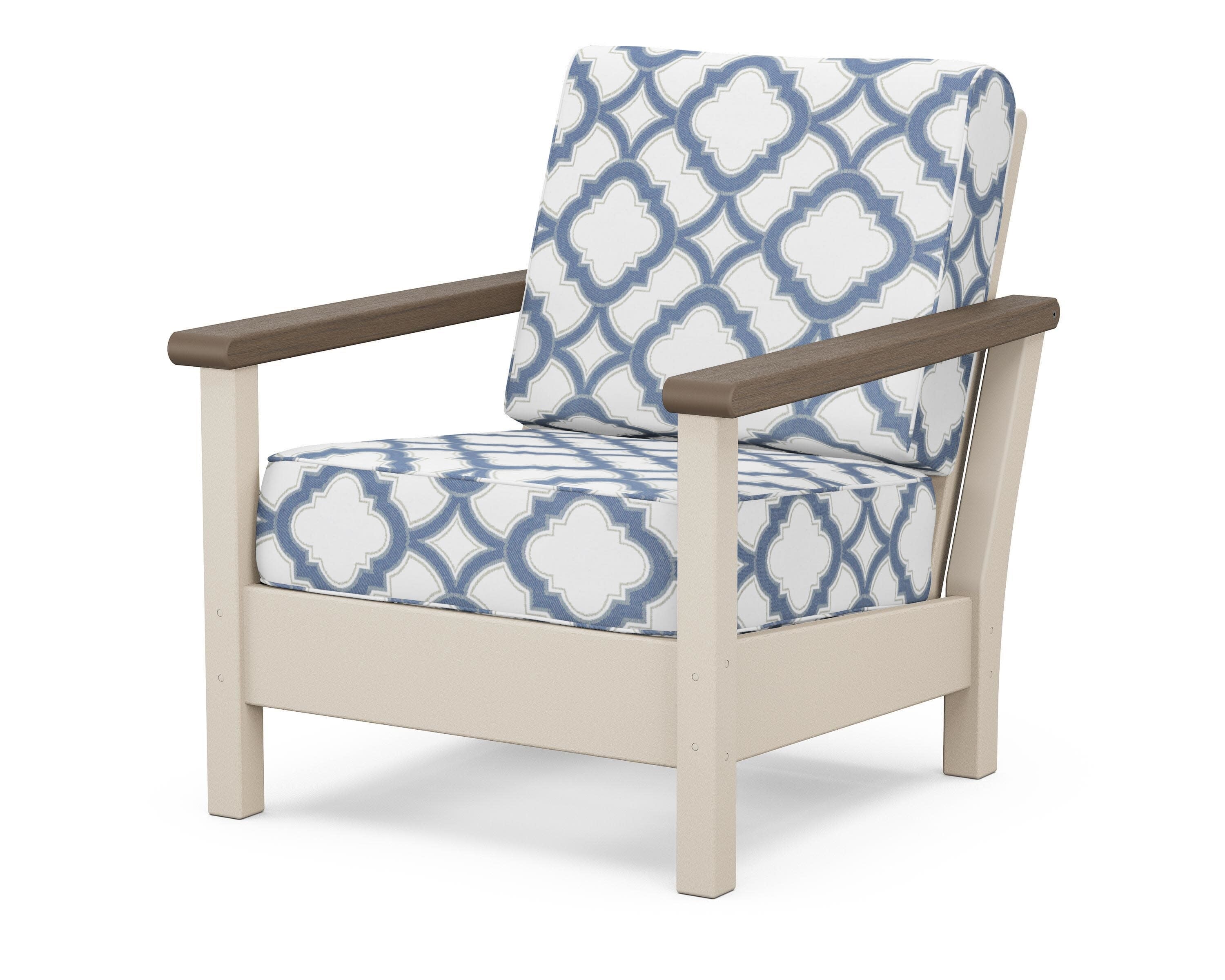 Harbour Deep Seating Chair in Sand / Kona / Trellis Sky Blue