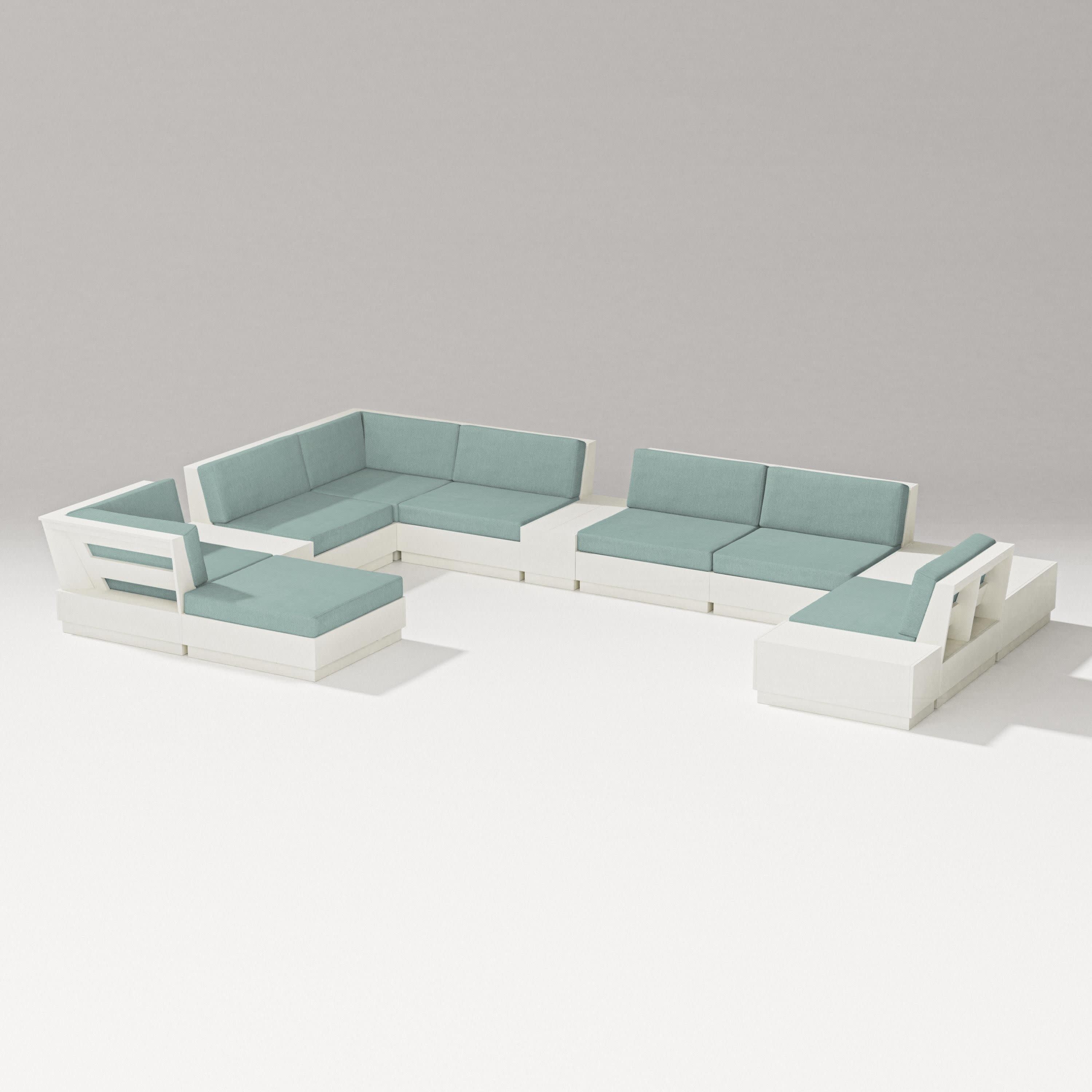 Elevate 12-Piece Conversation Sectional Set in Vintage White / Glacier Spa