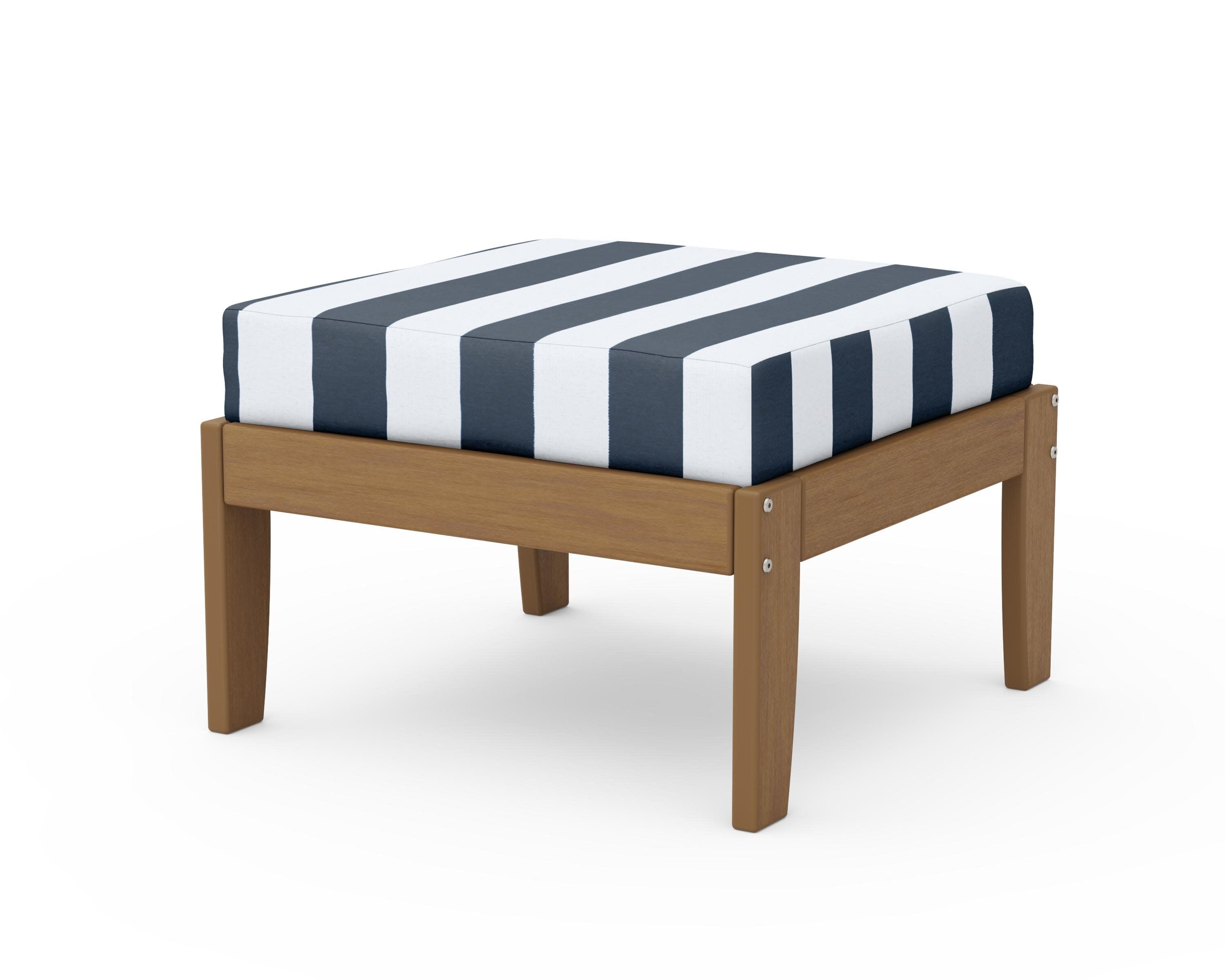 Modular Ottoman - Classic in Natural / Cabana Stripe Marine Indigo