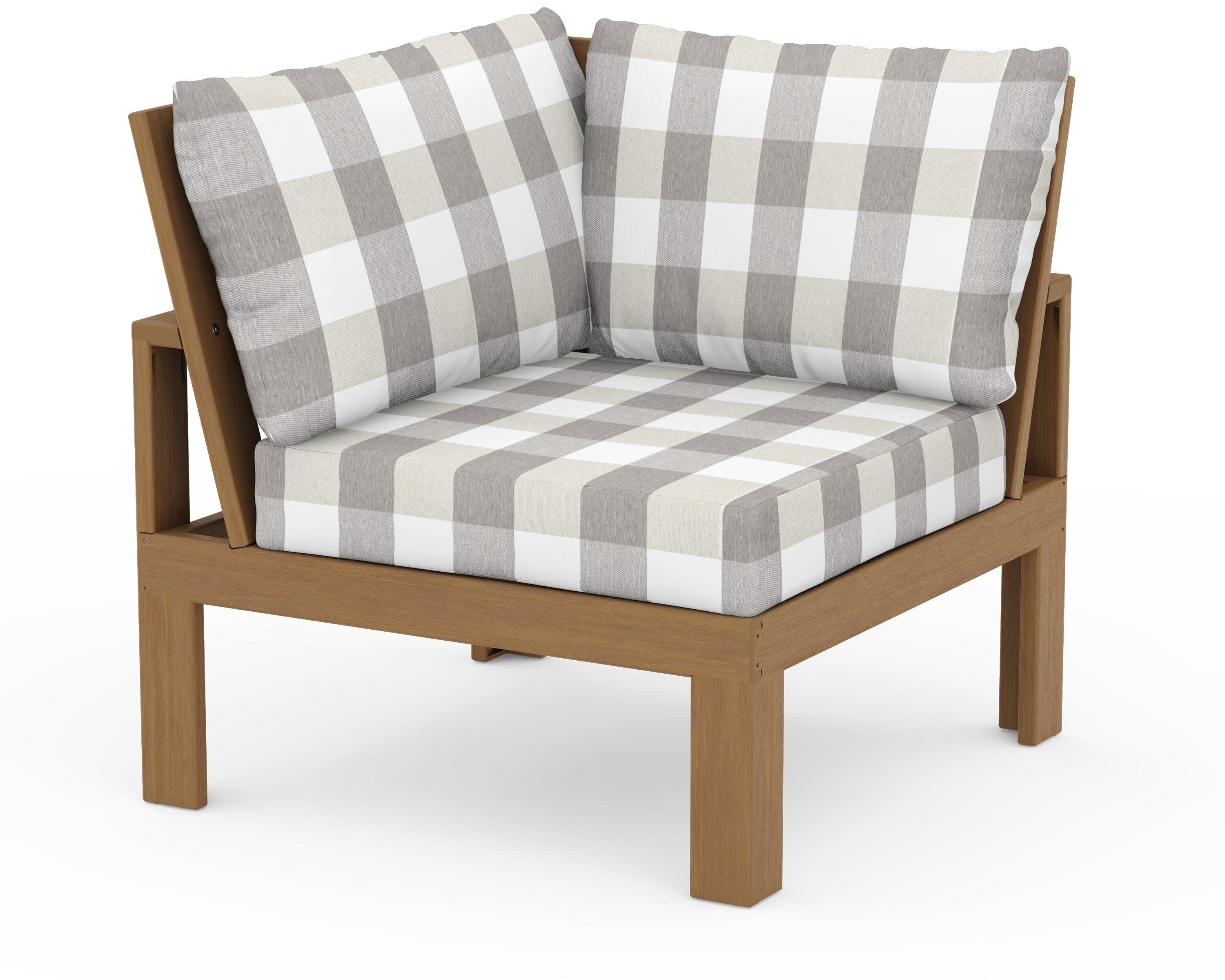 Modular Corner Chair in Natural / Buffalo Plaid Grey Mist