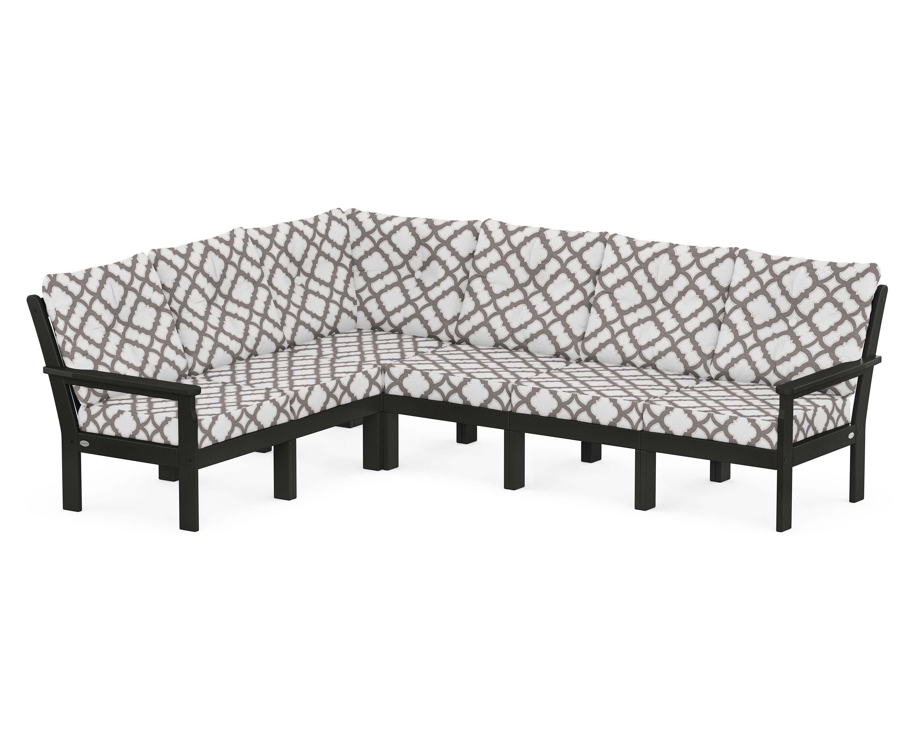 Vineyard 6-Piece Sectional in Black / Trellis Grey Mist