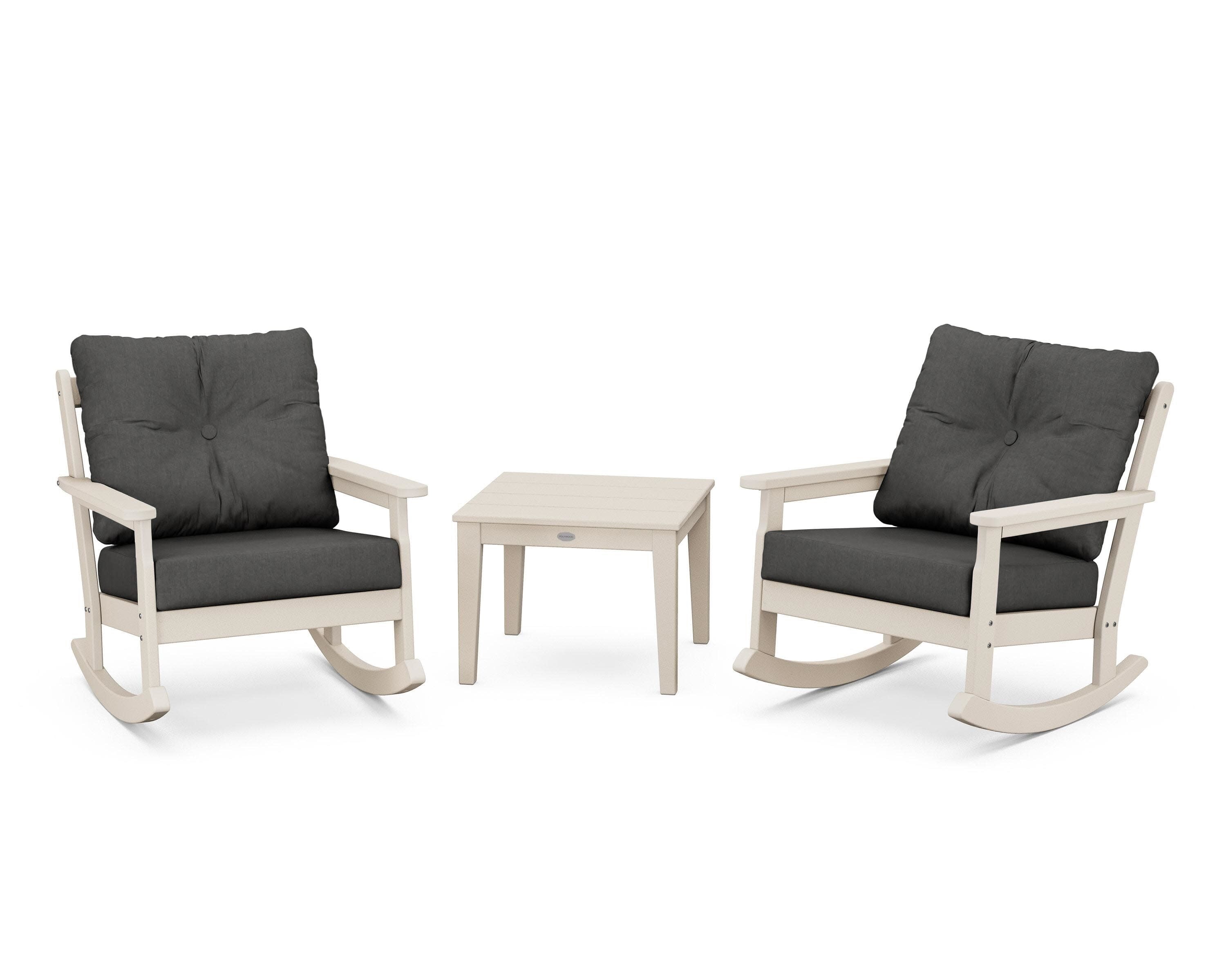 Vineyard 3-Piece Deep Seating Rocker Set in Sand / Spectrum Carbon