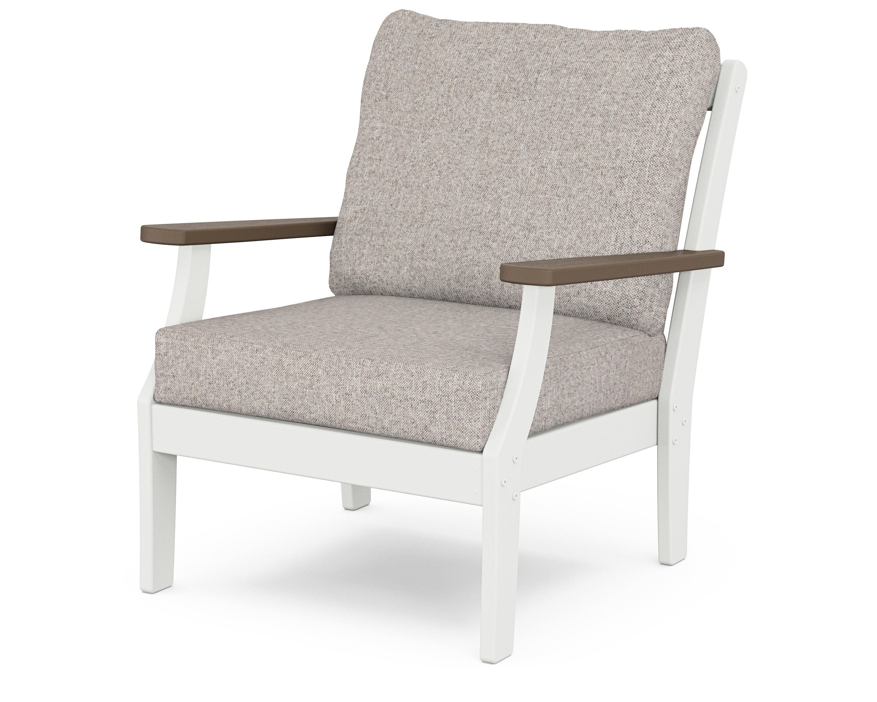 Braxton Deep Seating Chair in White / Kona / Weathered Tweed