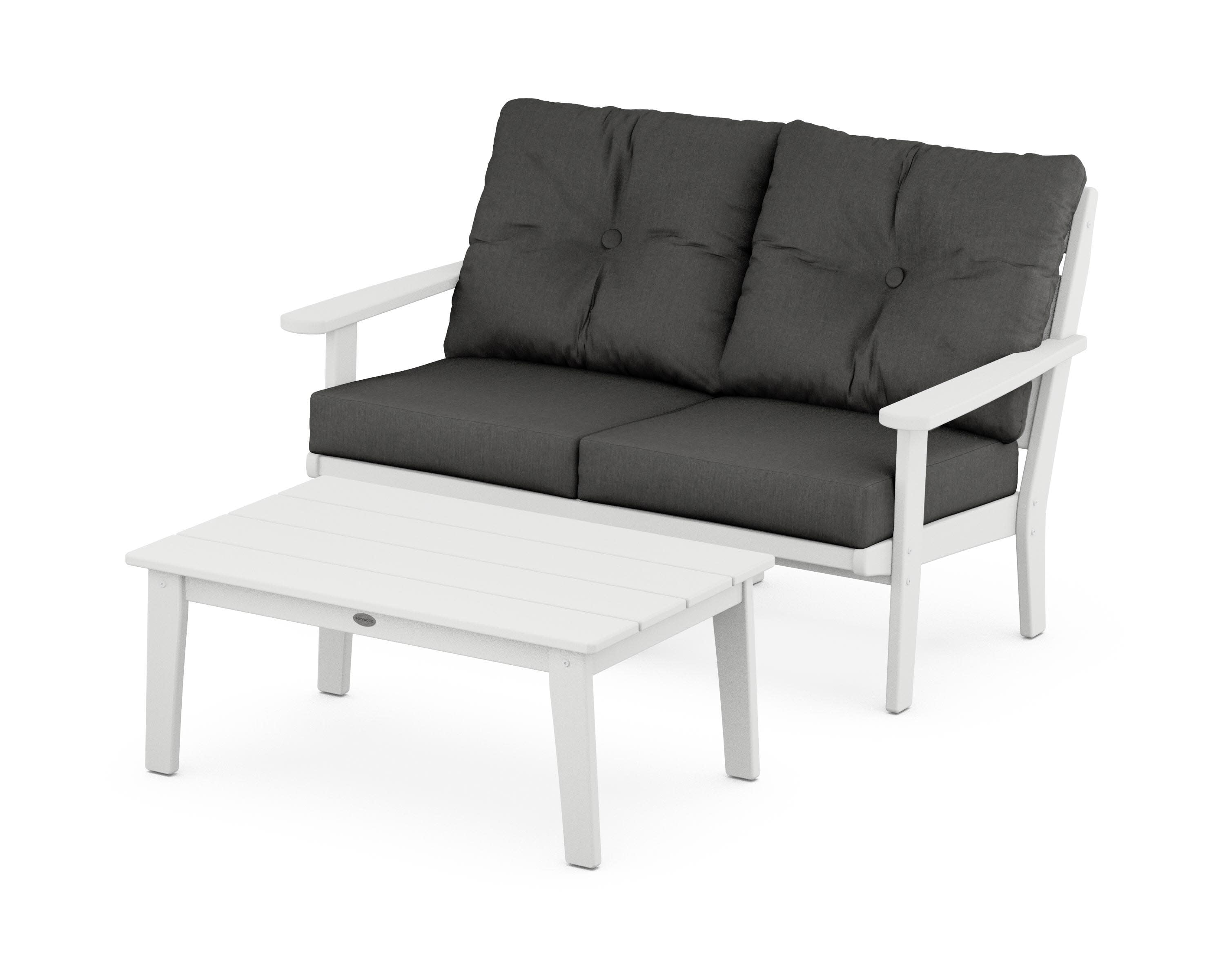 Lakeside 2-Piece Lounge Loveseat Set in White / Spectrum Carbon
