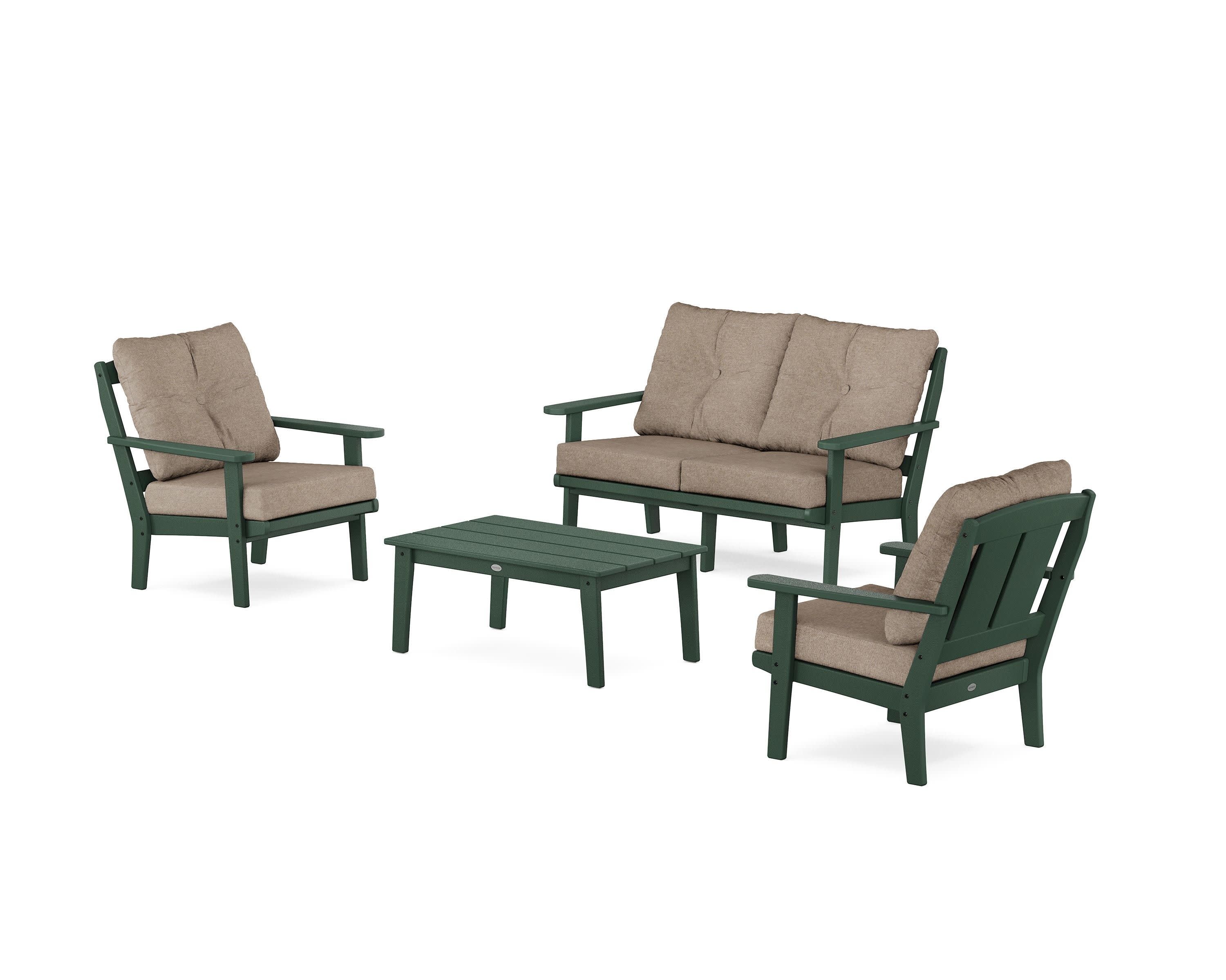 Mission 4-Piece Deep Seating Set with Loveseat in Green / Spiced Burlap