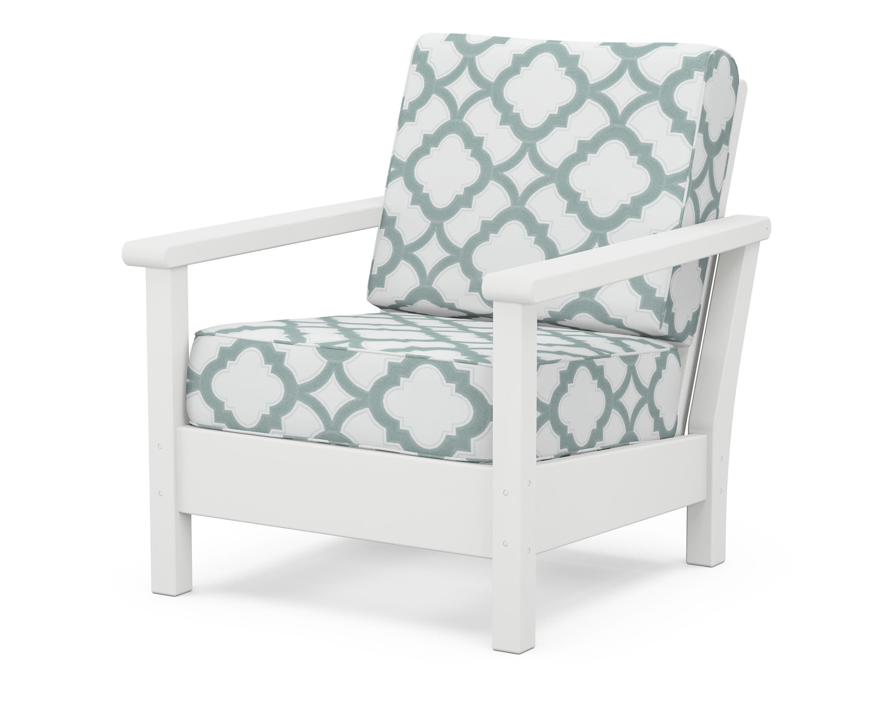 Harbour Deep Seating Chair in White / Trellis Glacier Spa
