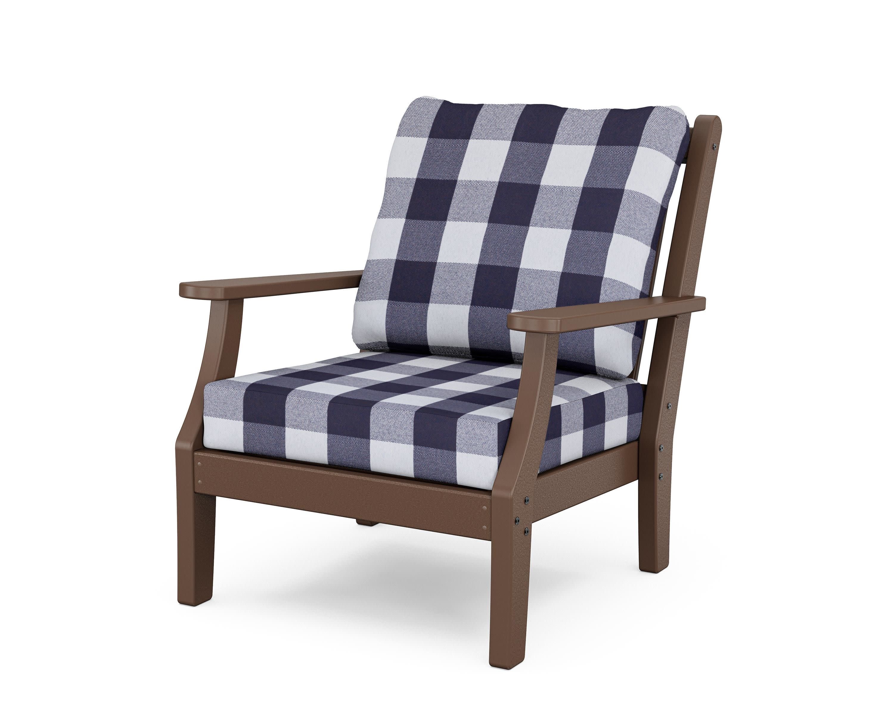 Wovendale Deep Seating Chair in Mahogany / Buffalo Plaid Navy