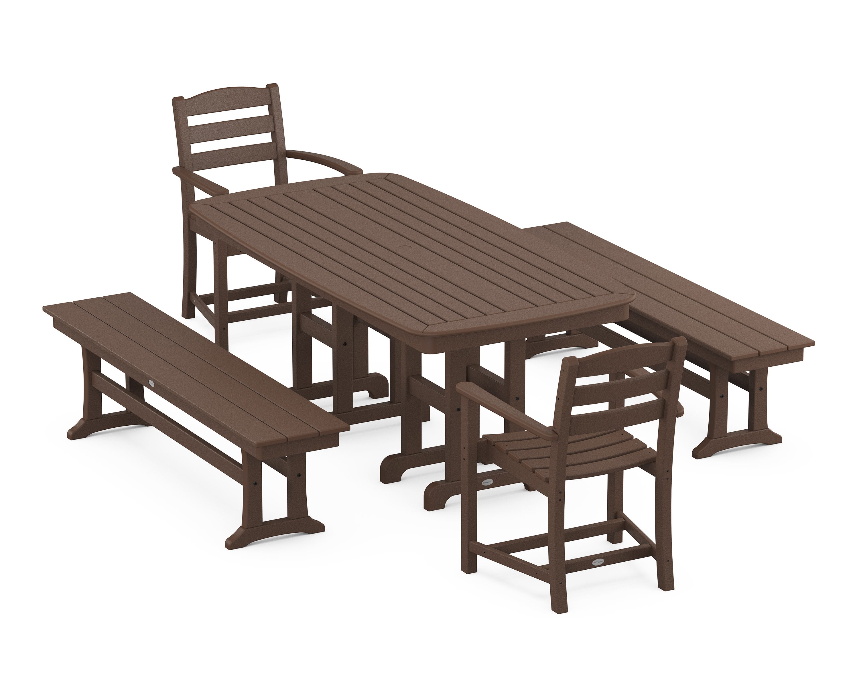 La Casa Caf 5-Piece Dining Set with Benches in Mahogany