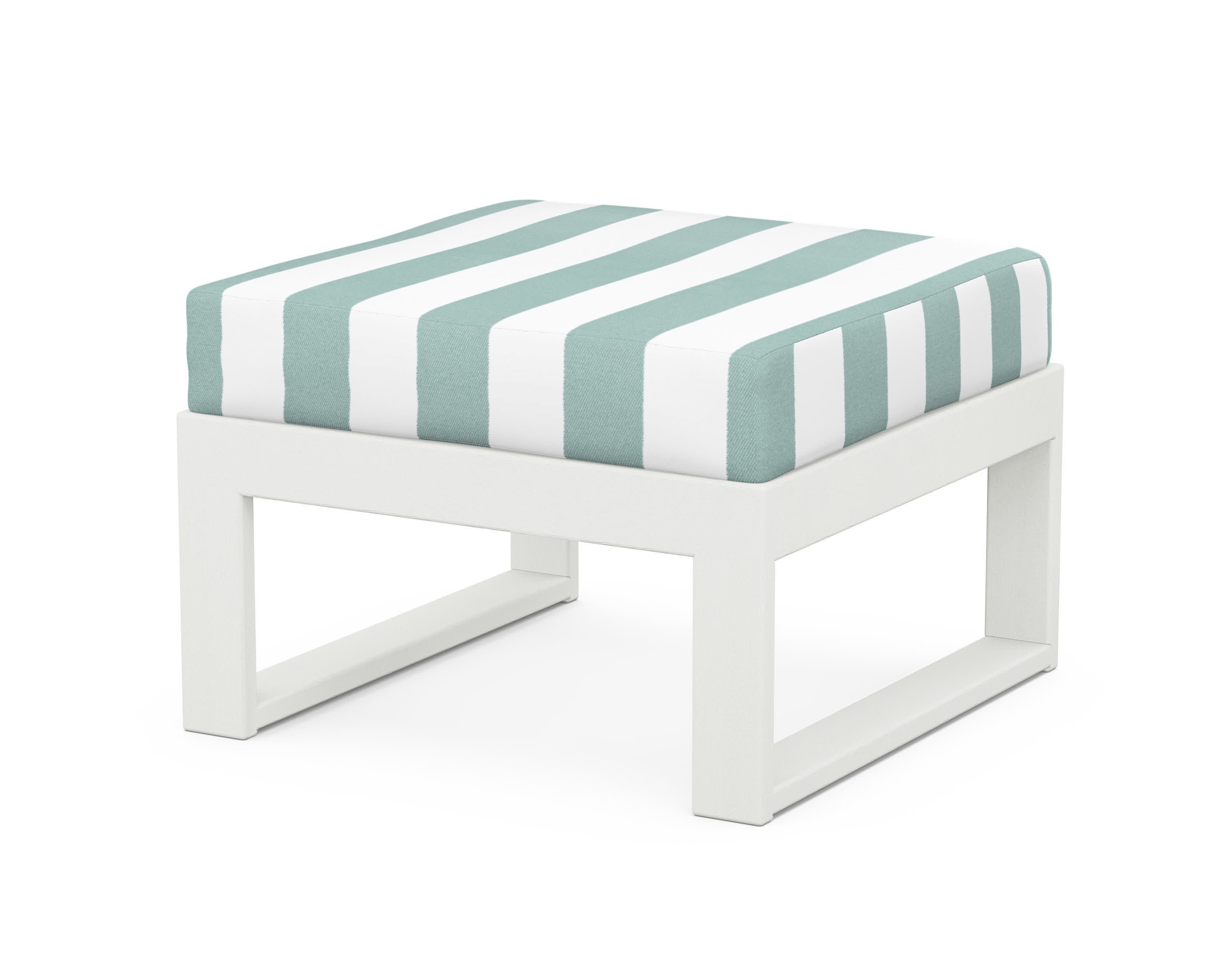 Modular Ottoman - Modern in Vintage White / Cabana Stripe Glacier Spa