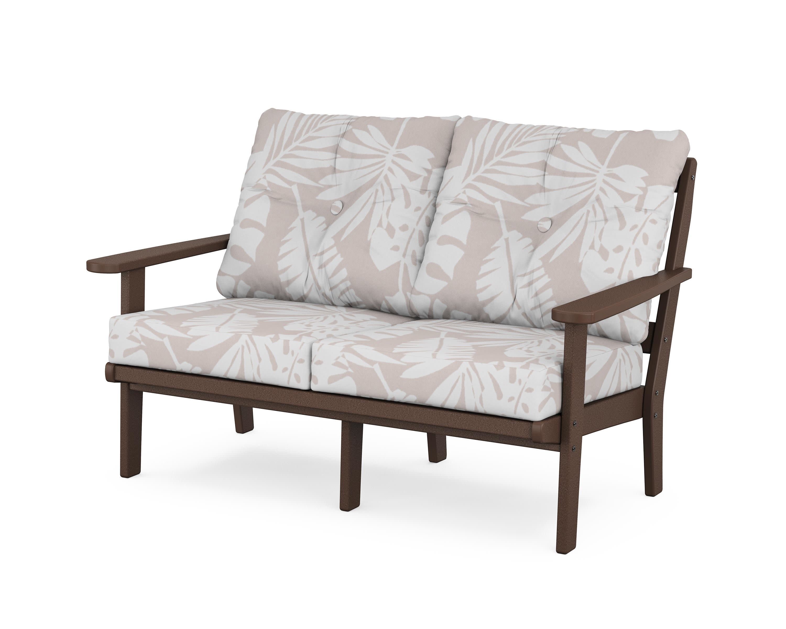Mission Deep SeatingLoveseat in Mahogany / Leaf Dune Burlap