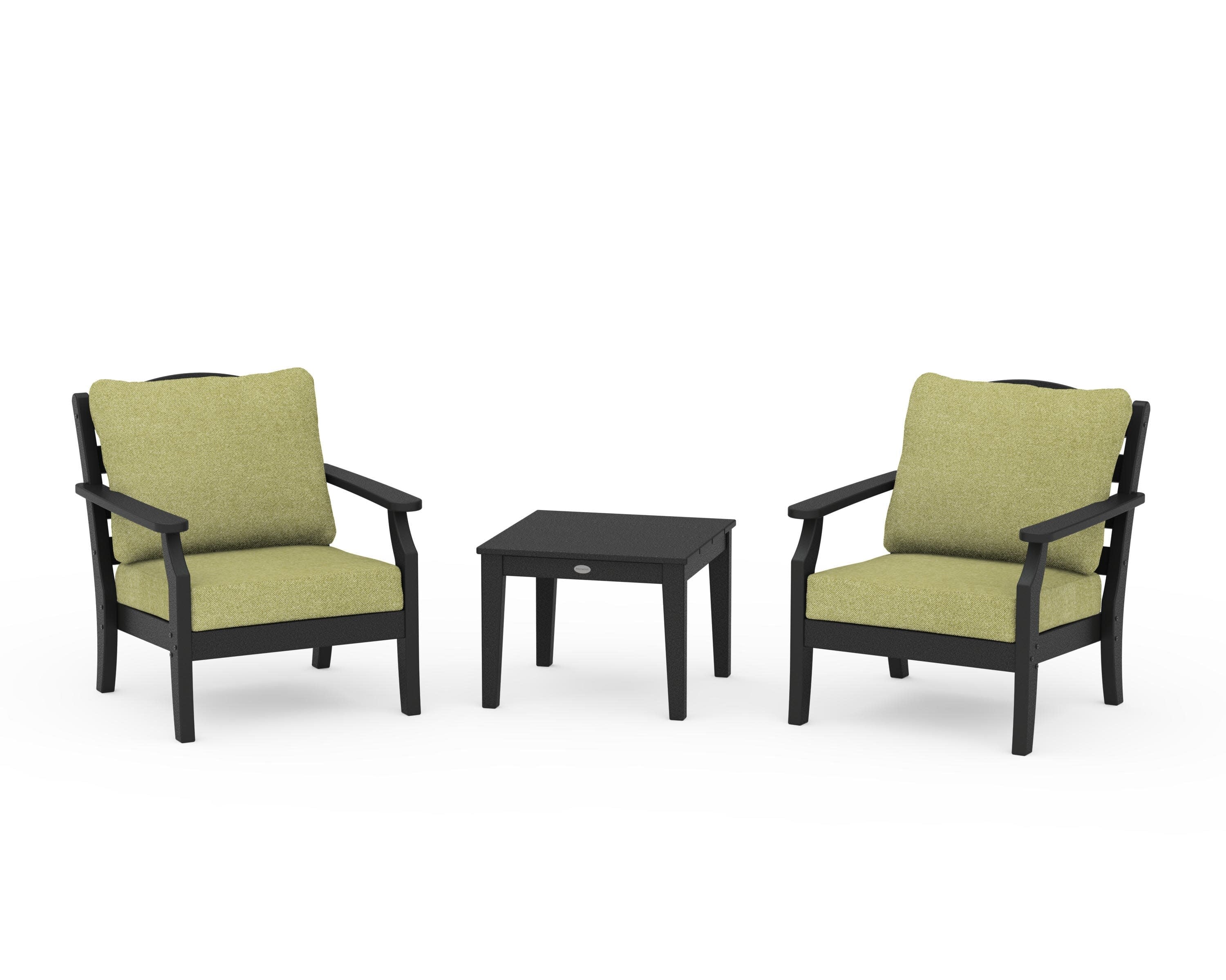 Savannah 3-Piece Deep Seating Set in Black / Chartreuse Boucle