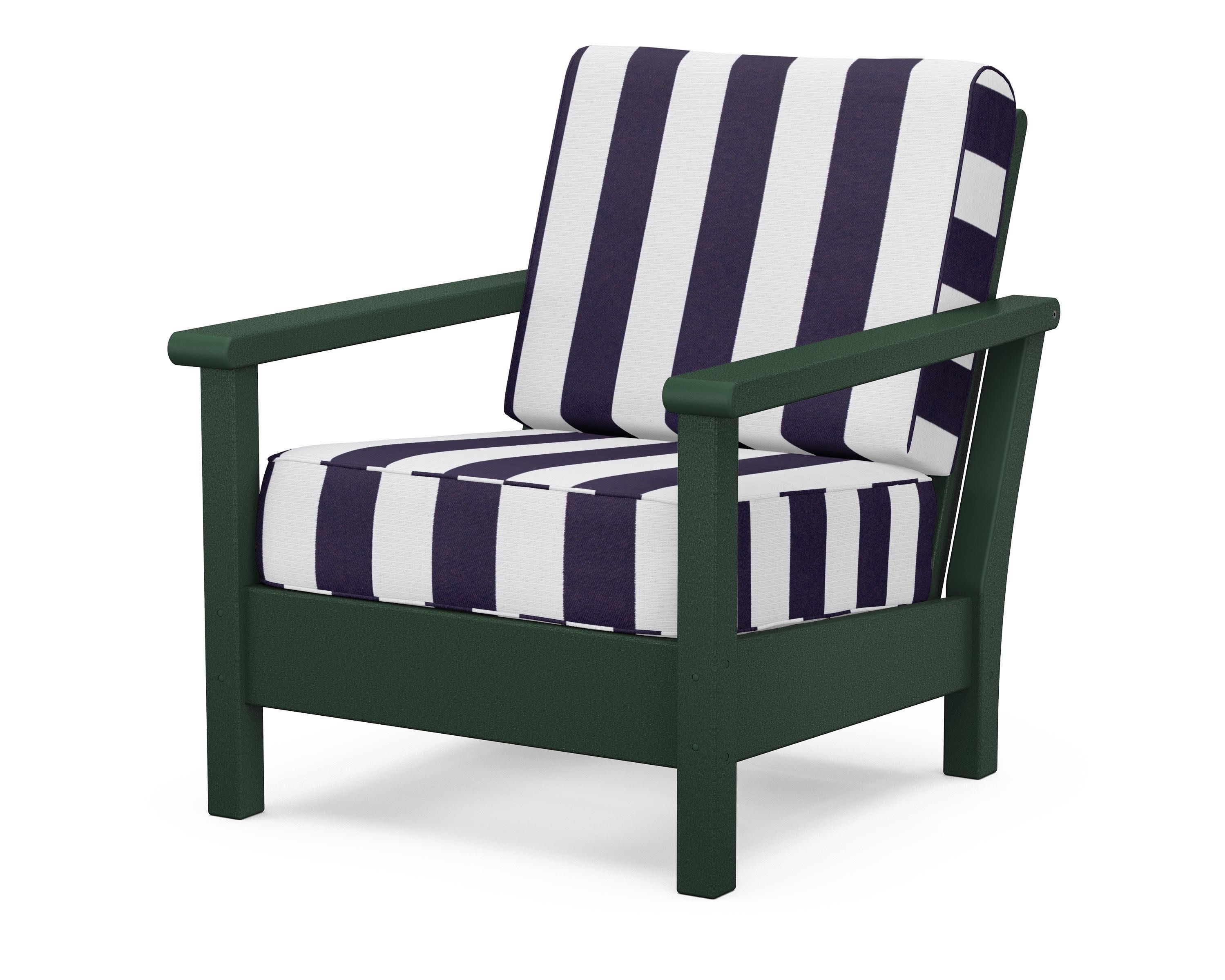 Harbour Deep Seating Chair in Green / Cabana Stripe Navy