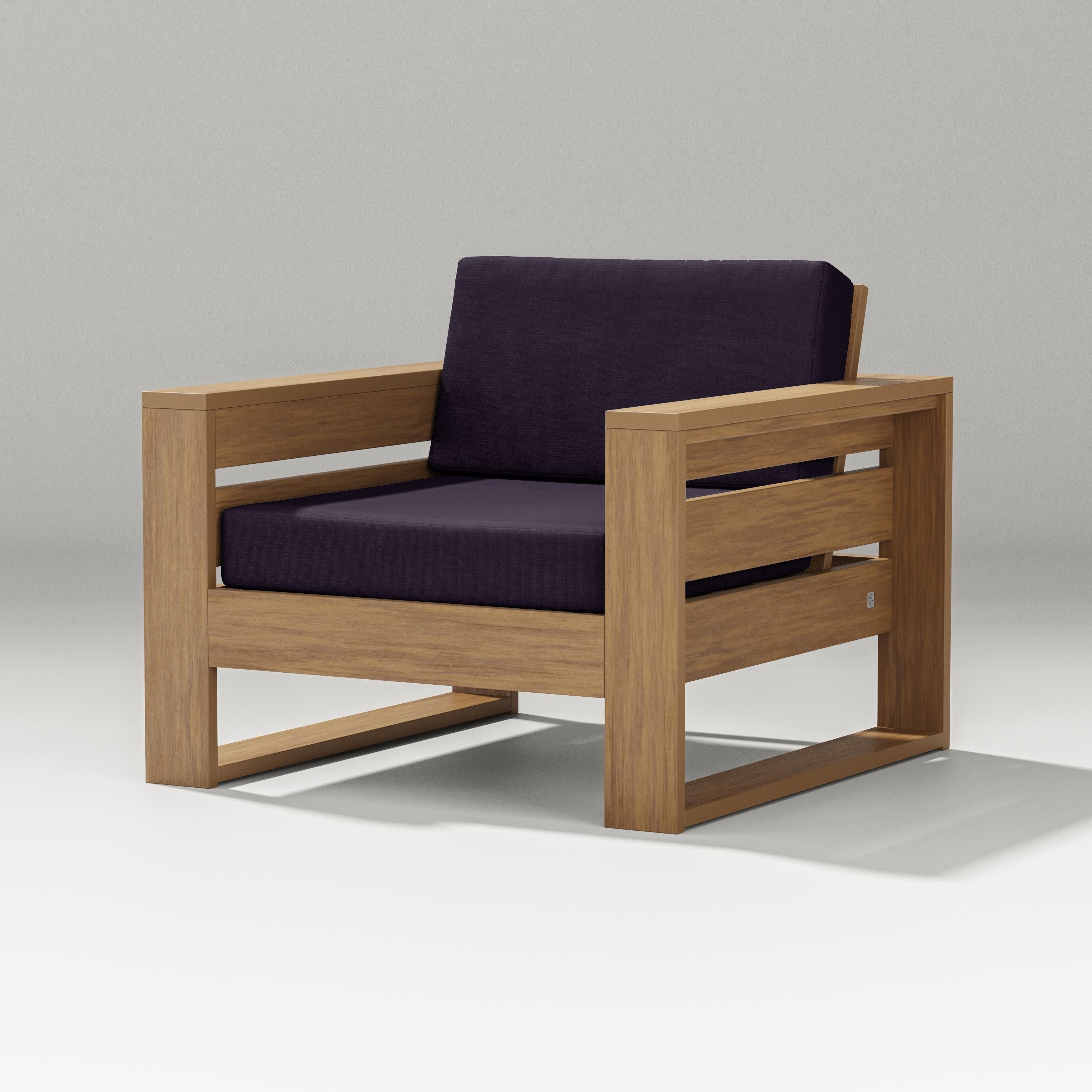 Latitude Lounge Chair in Natural / Navy Linen