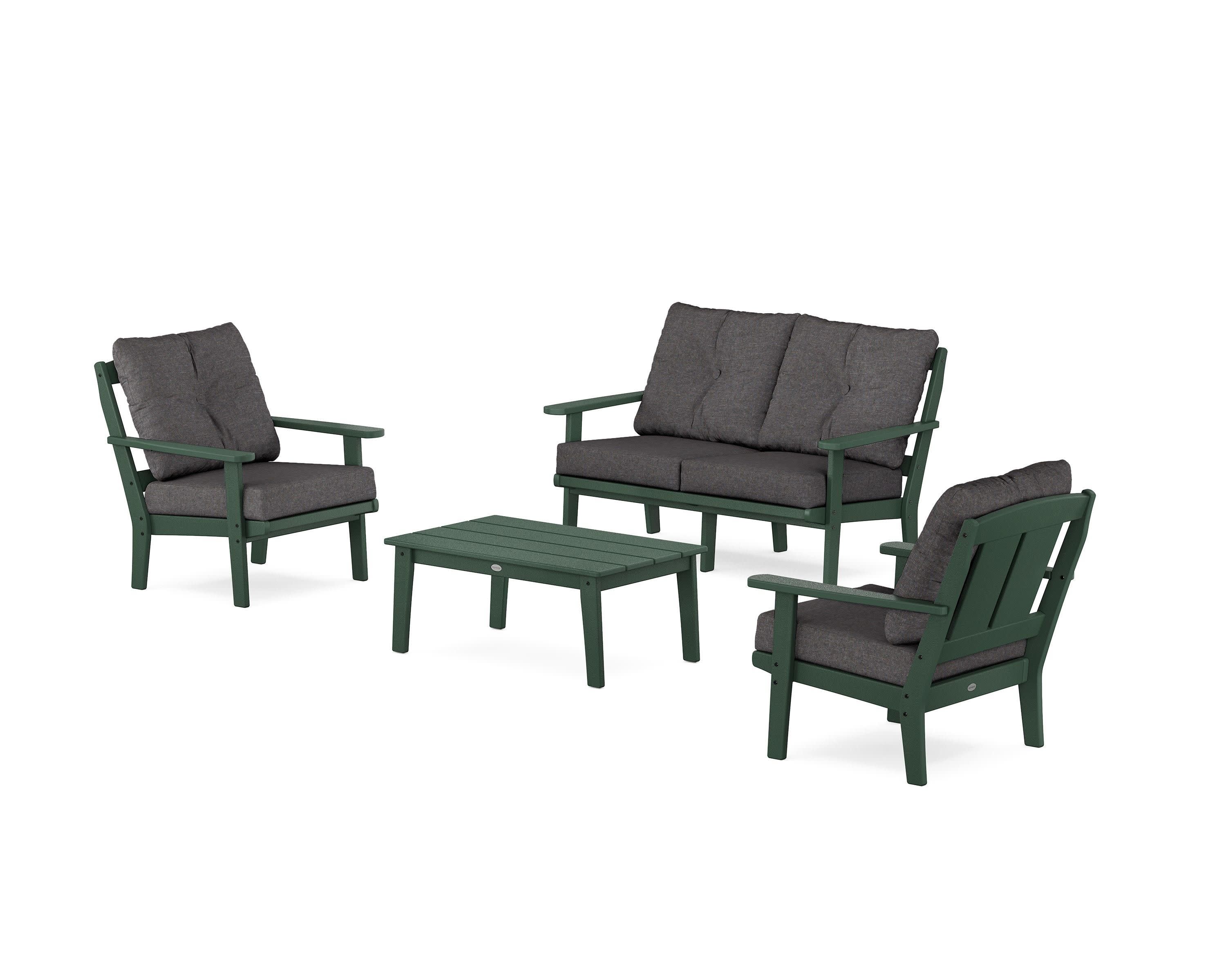Mission 4-Piece Deep Seating Set with Loveseat in Green / Ash Charcoal