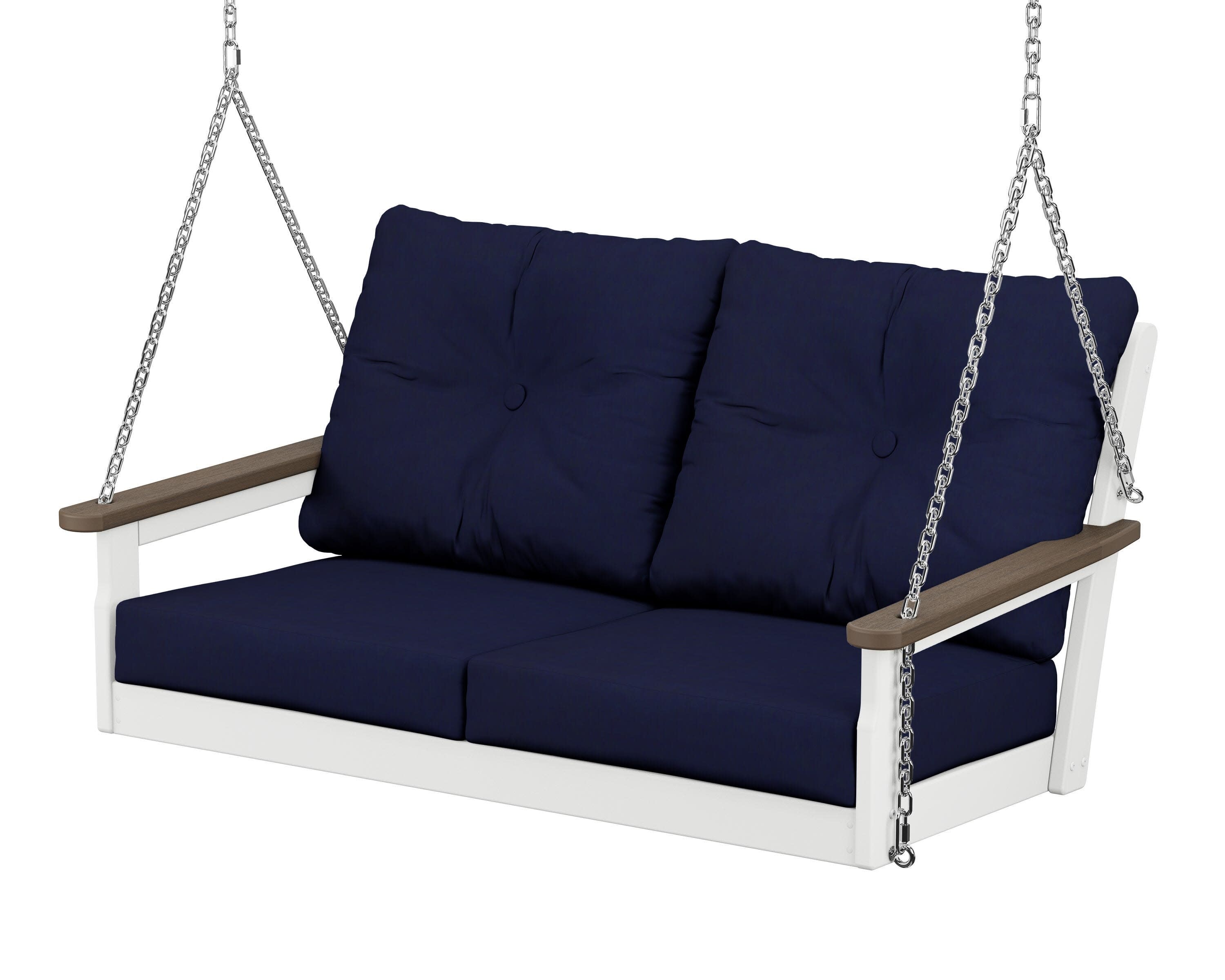 Vineyard Deep Seating Swing in White / Kona / Navy