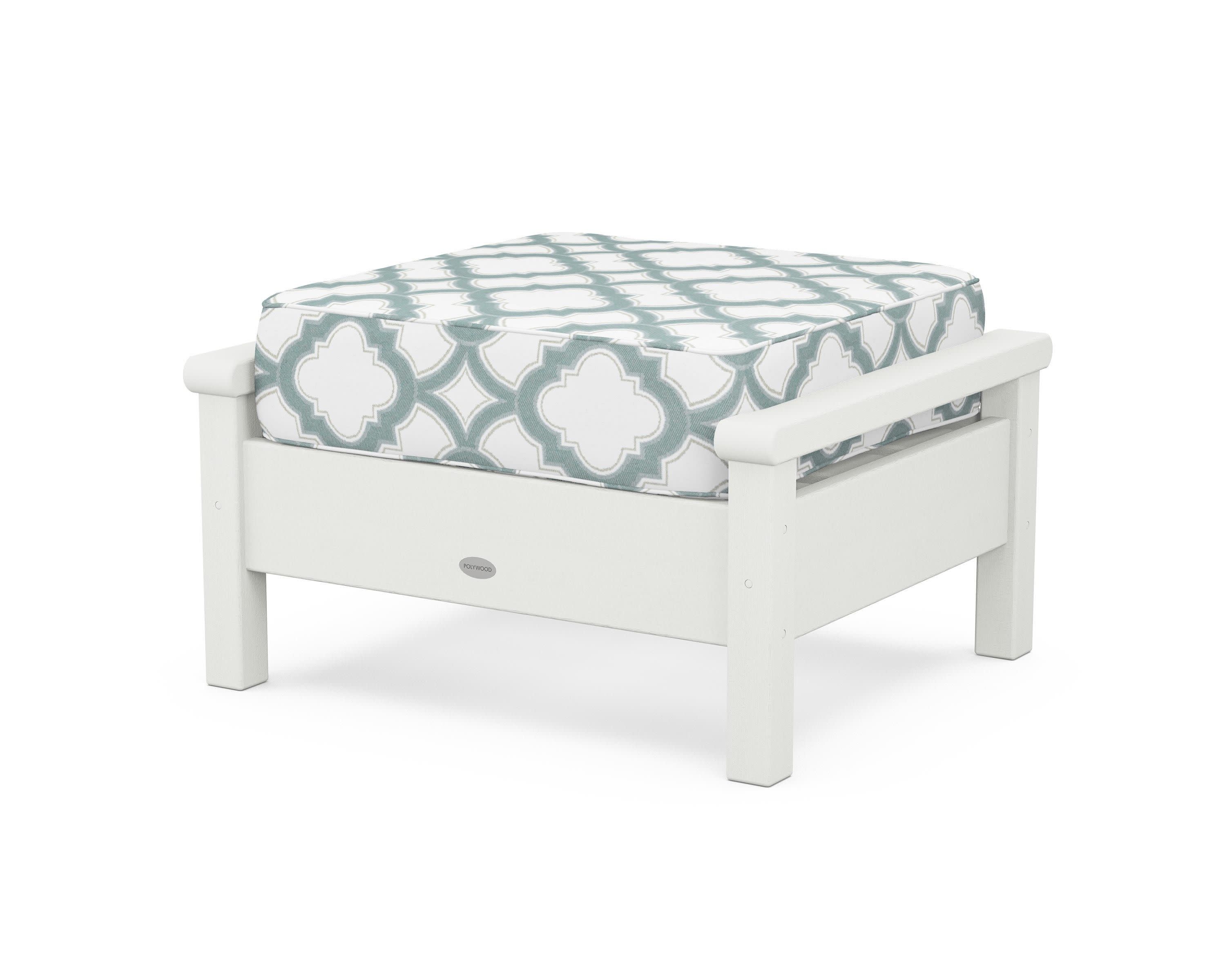 Harbour Deep Seating Ottoman in Vintage White / Trellis Glacier Spa
