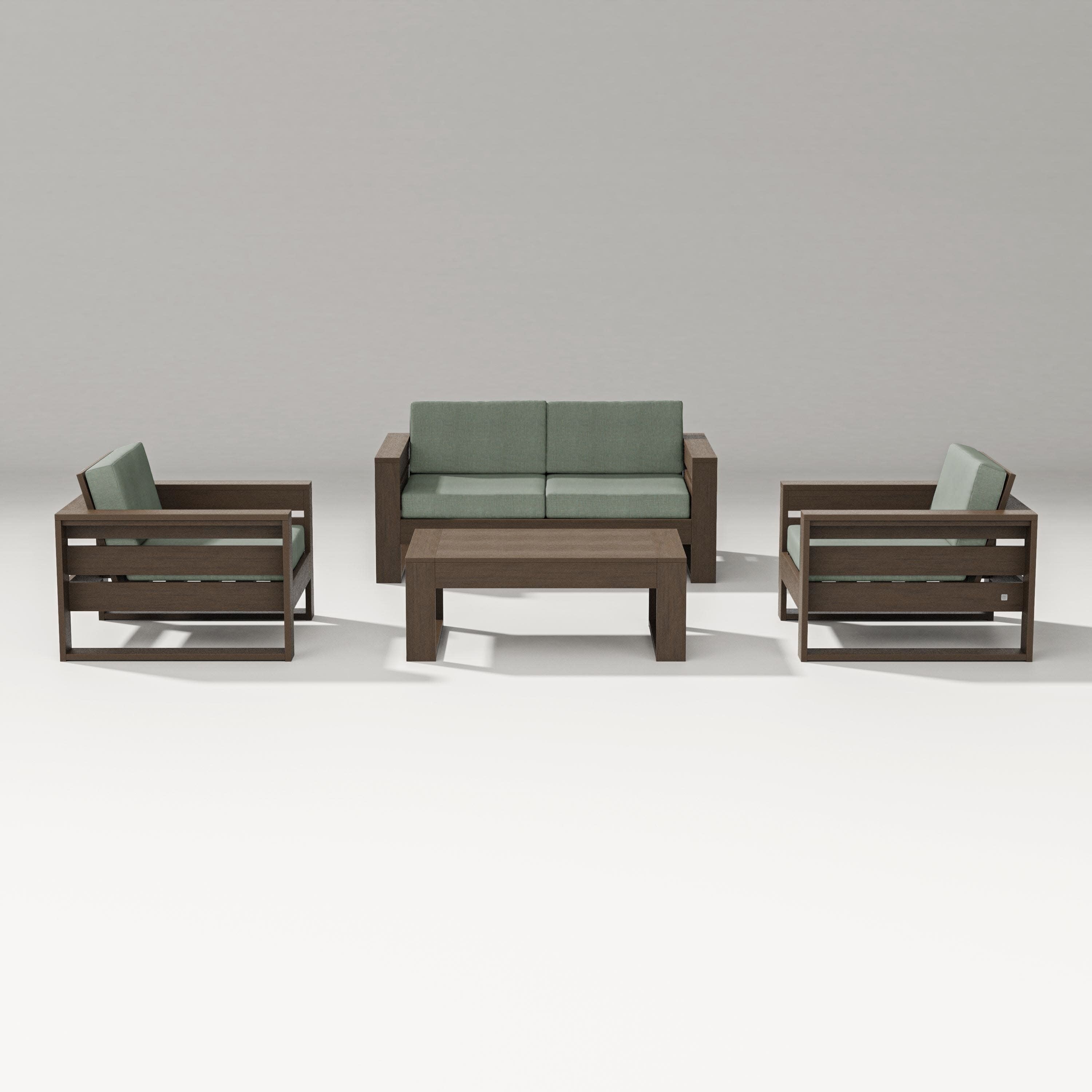 Latitude 4-Piece Lounge Loveseat Set in Kona / Cast Sage