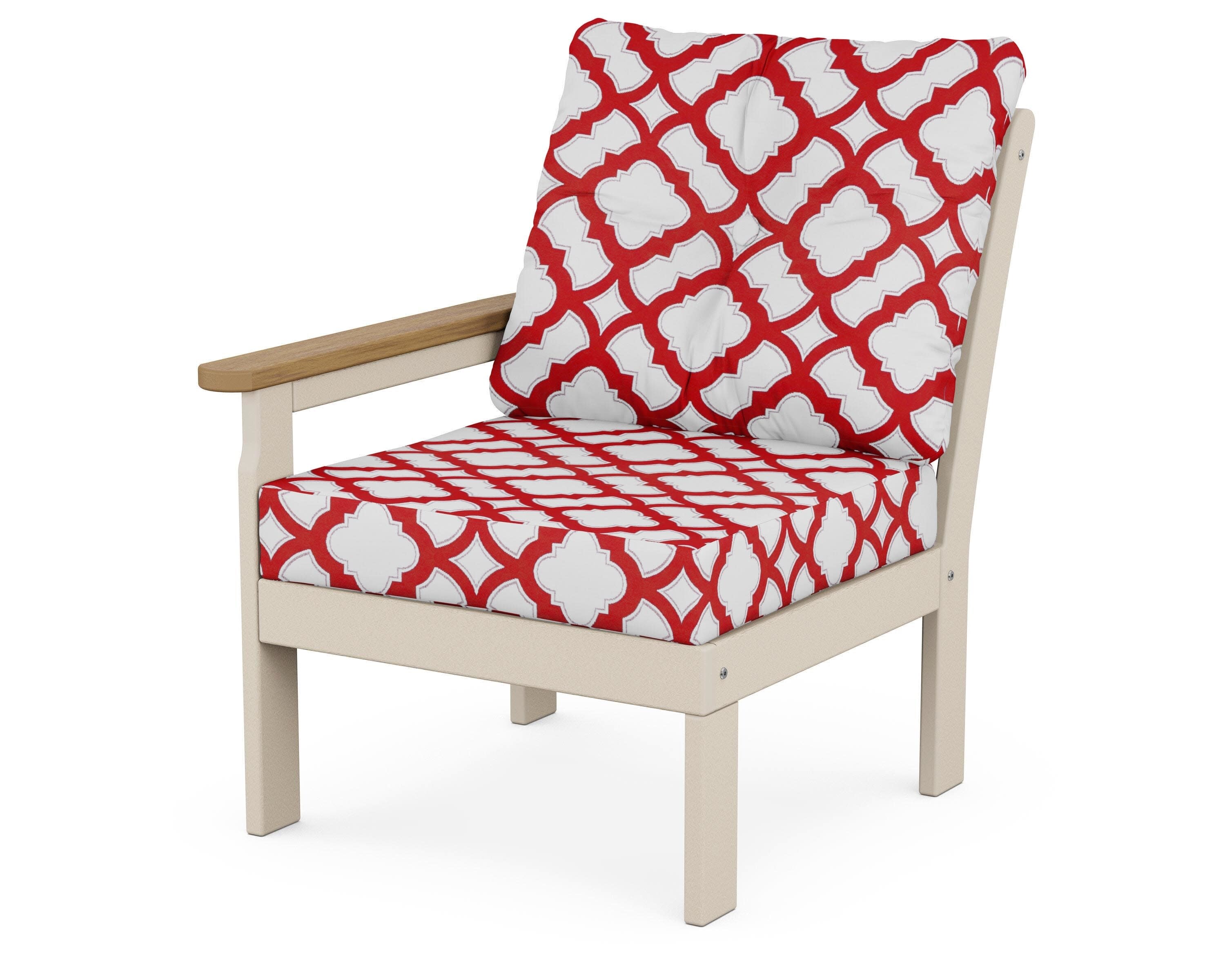 Vineyard Modular Left Arm Chair in Sand / Natural / Trellis Crimson